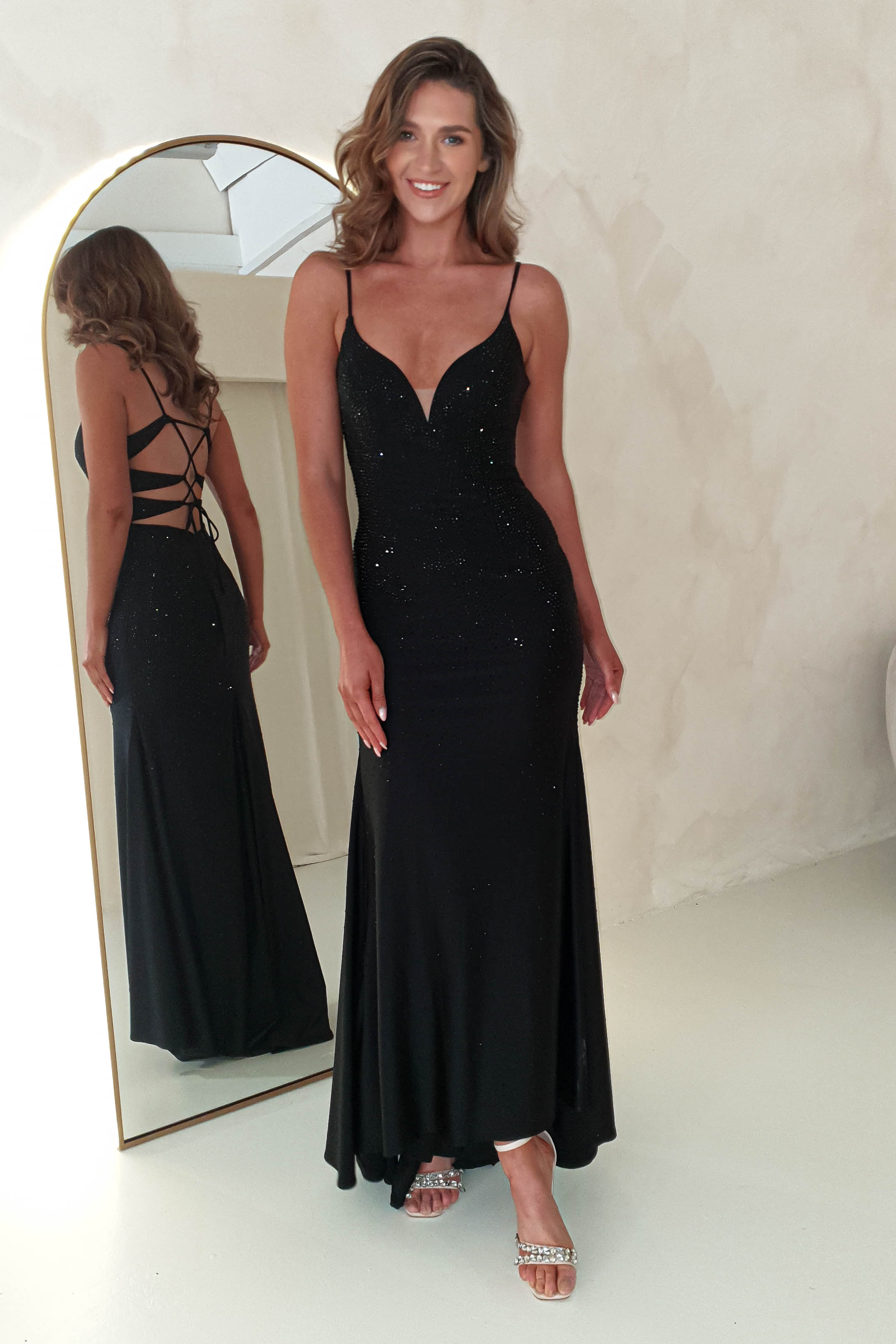 Jennifer Diamante Bodycon Gown | Black