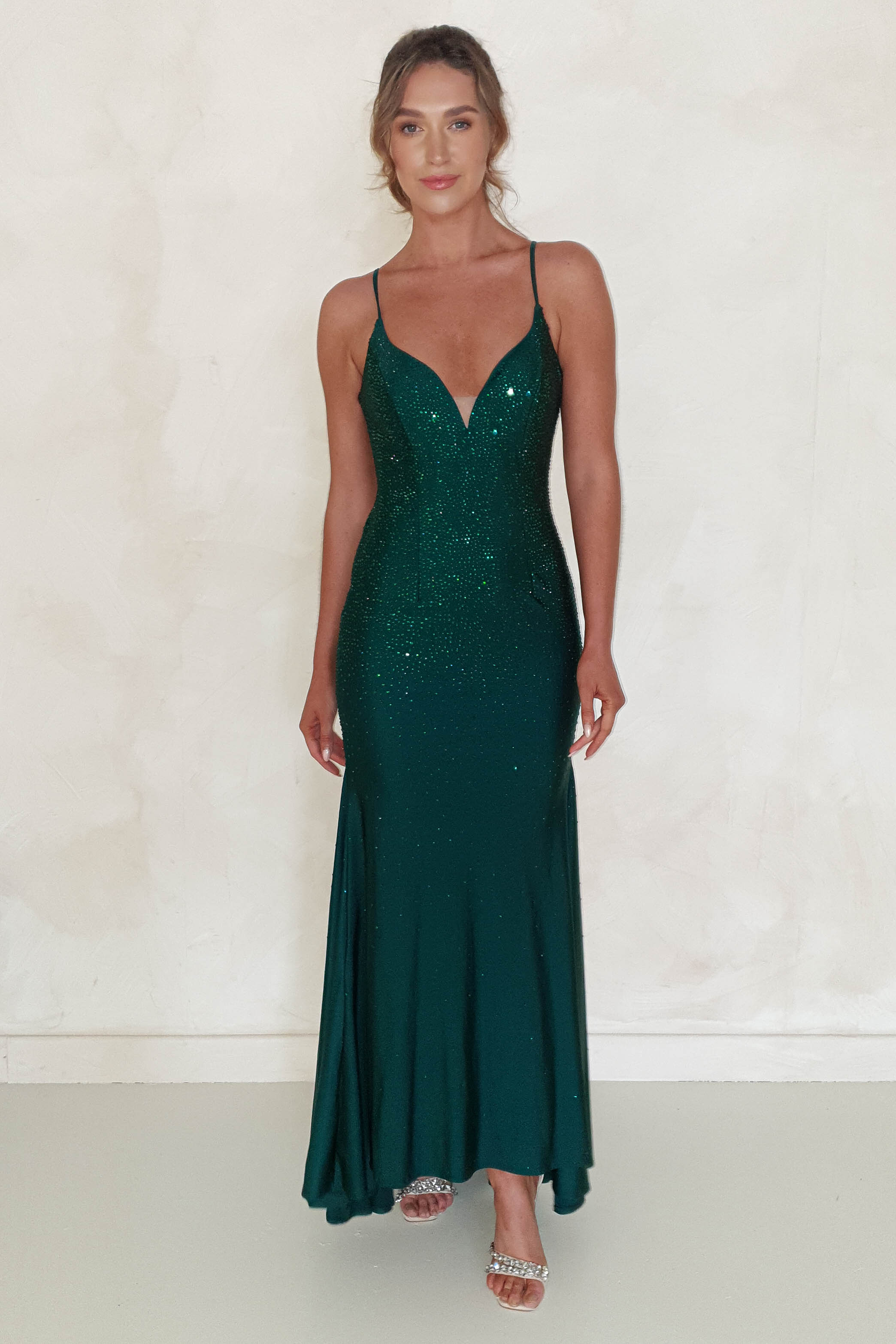 Diamante hot sale prom dress