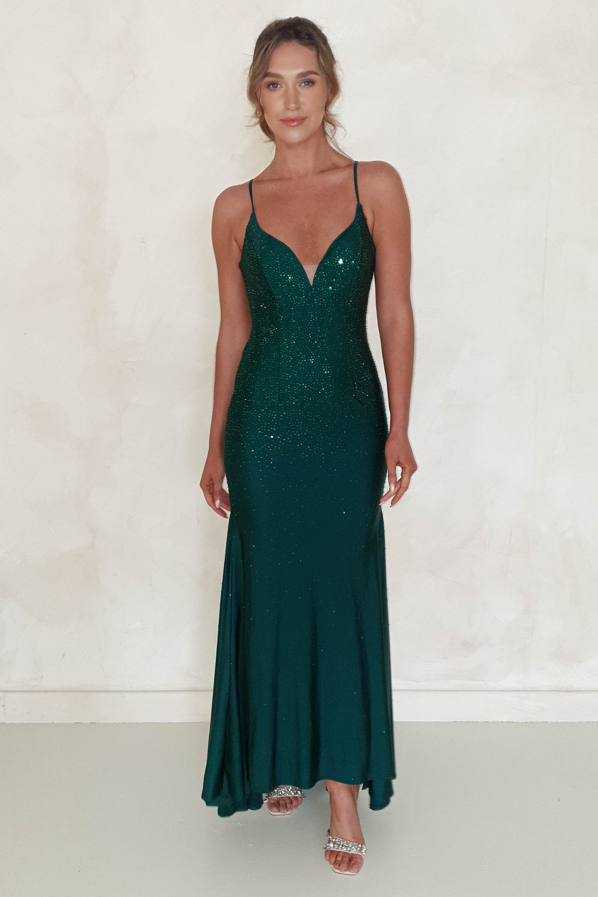 Jennifer Diamante Bodycon Gown | Dark Green
