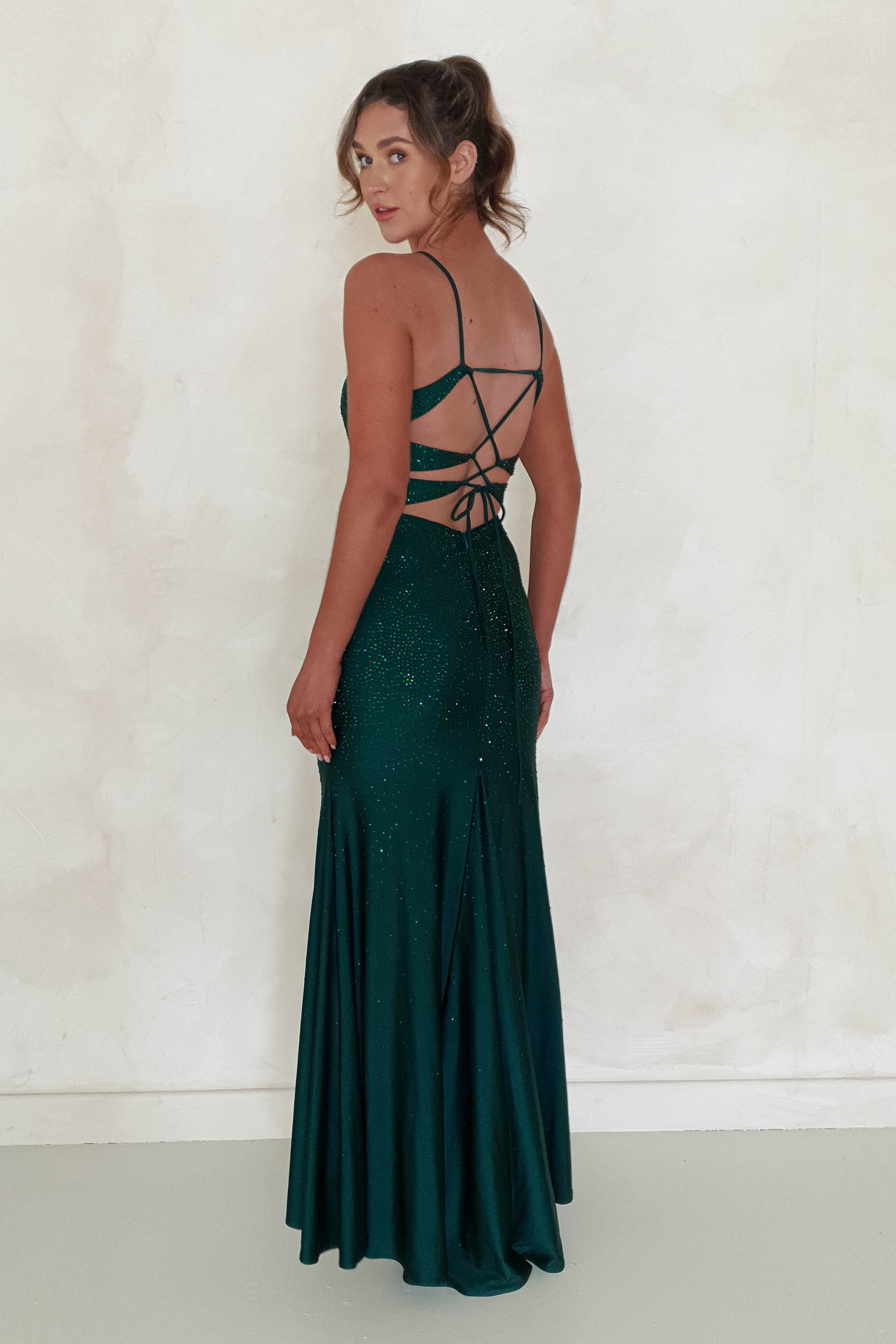 Jennifer Diamante Bodycon Gown | Dark Green