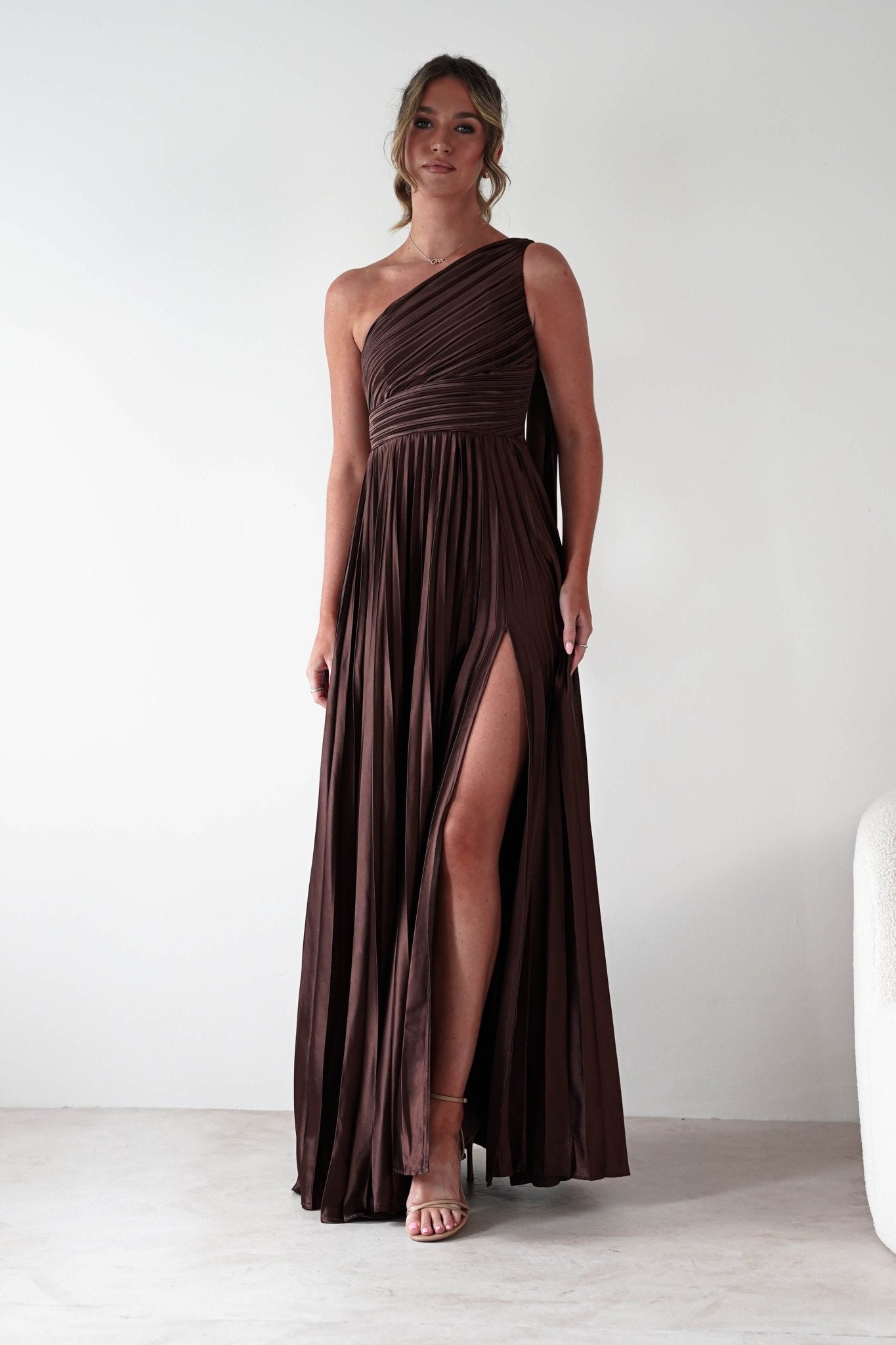 Jianna Peated Maxi Dress | Brown | Oh Hello Clothing | S (8)