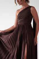 Jianna Peated Maxi Dress Brown | Wedding Guest Dress | Maxi | Oh Hello Clothing