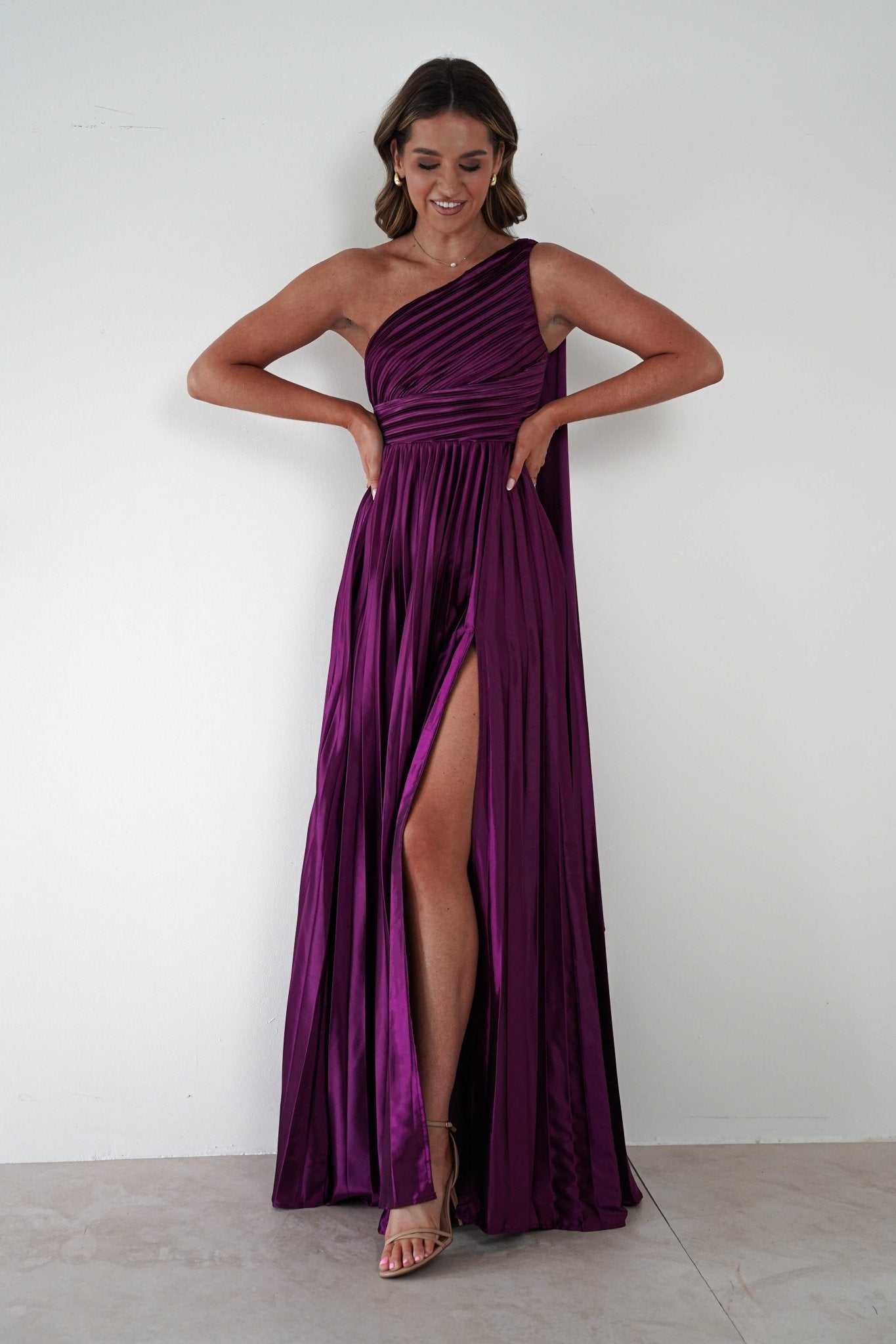 Jianna Peated Maxi Dress | Plum | Oh Hello Clothing | S (8)