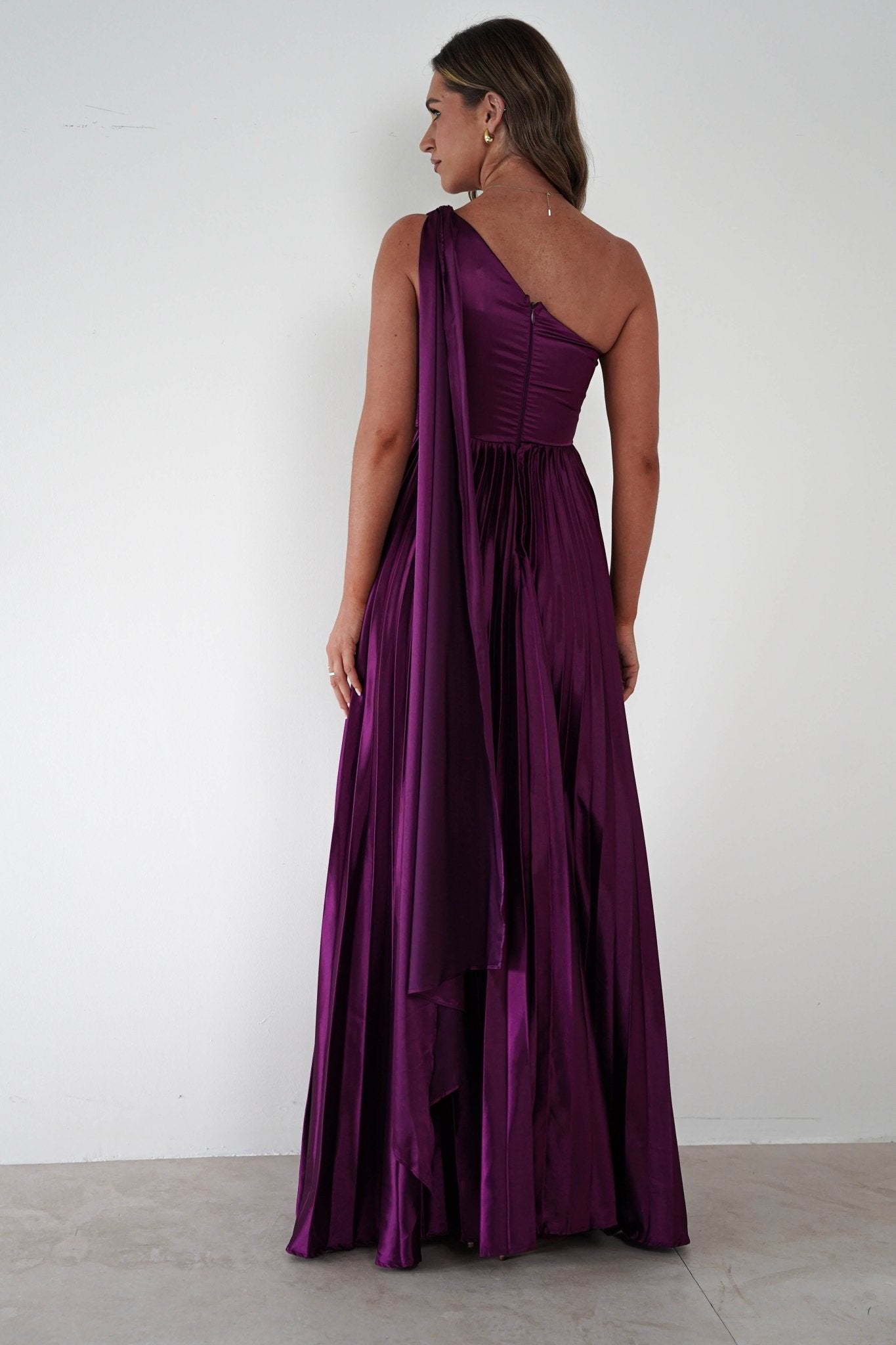 Jianna Peated Maxi Dress | Plum | Oh Hello Clothing | S (8)