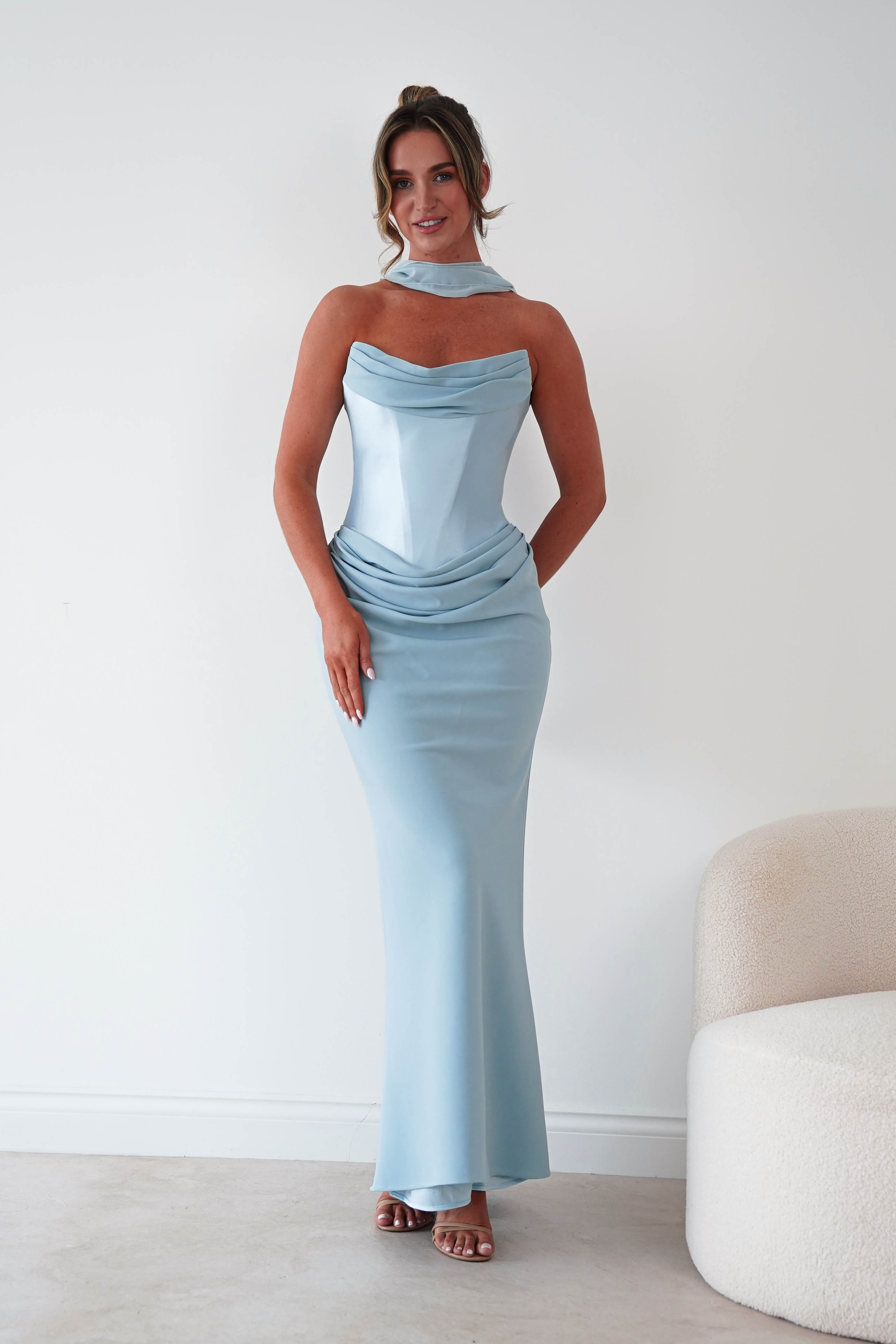 Oh Hello Clothing Women > Clothing > Dresses Kailani Strapless Ruched Maxi Dress | Blue