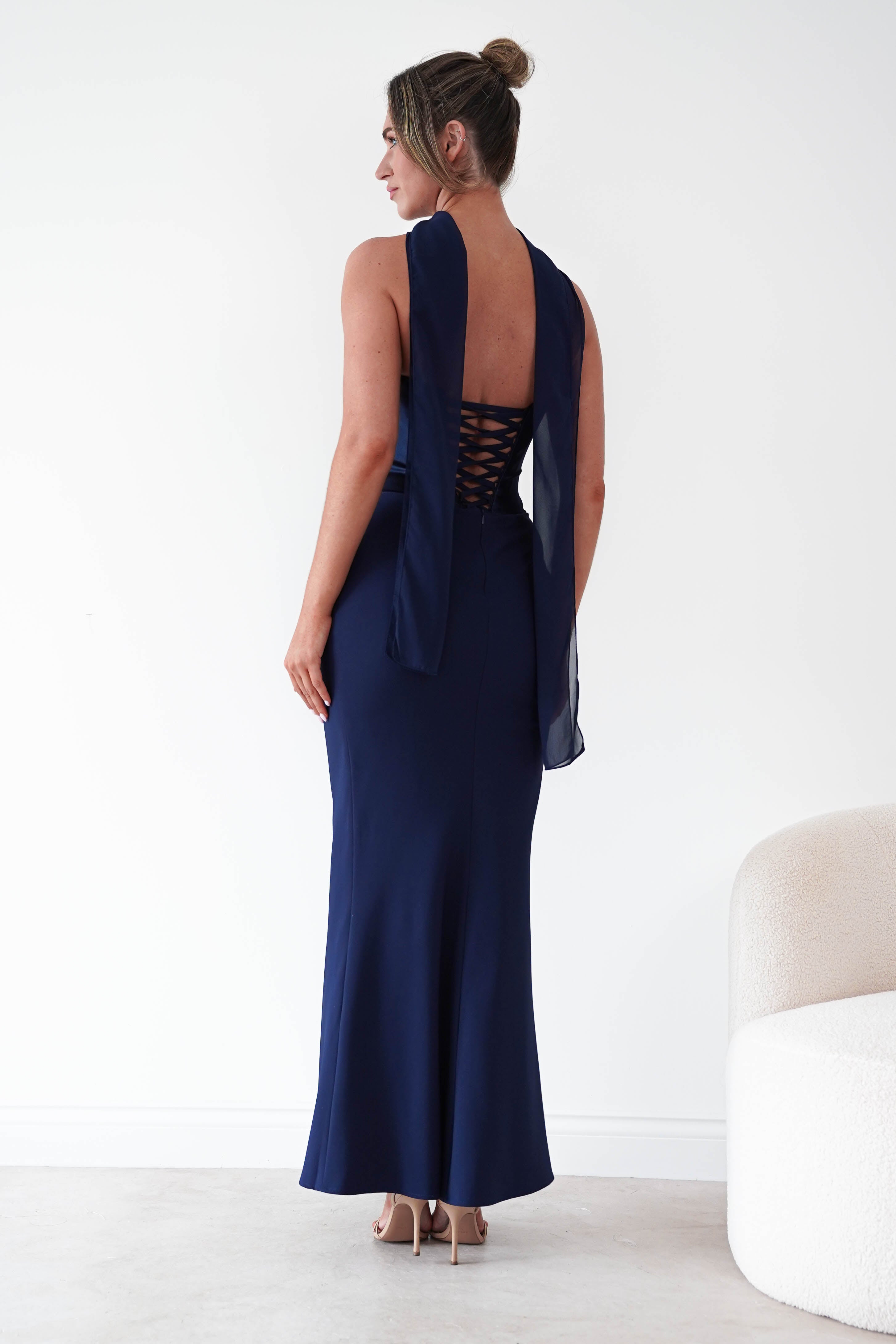 Oh Hello Clothing Women > Clothing > Dresses Kailani Strapless Ruched Maxi Dress | Navy