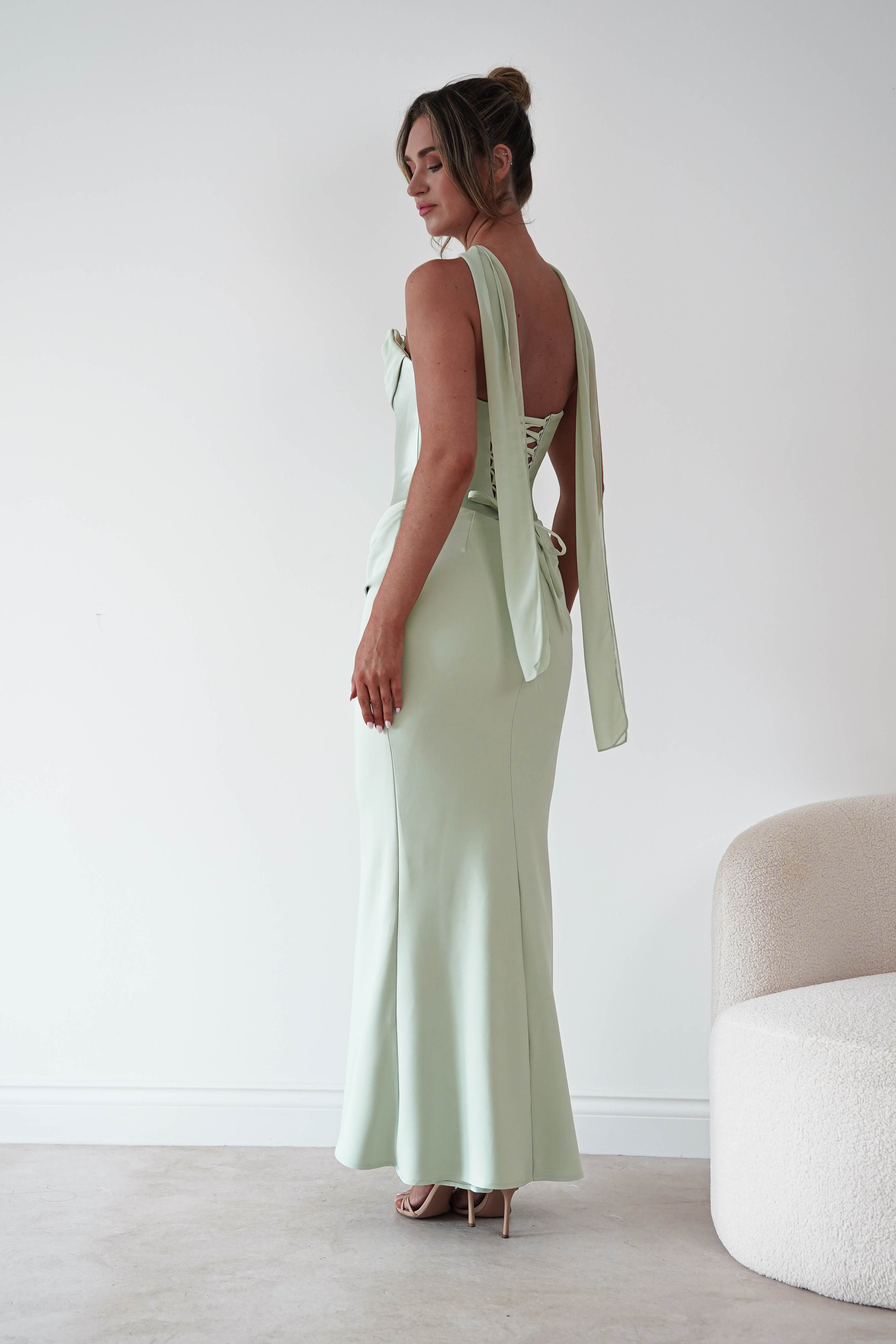 Oh Hello Clothing Women > Clothing > Dresses Kailani Strapless Ruched Maxi Dress | Sage