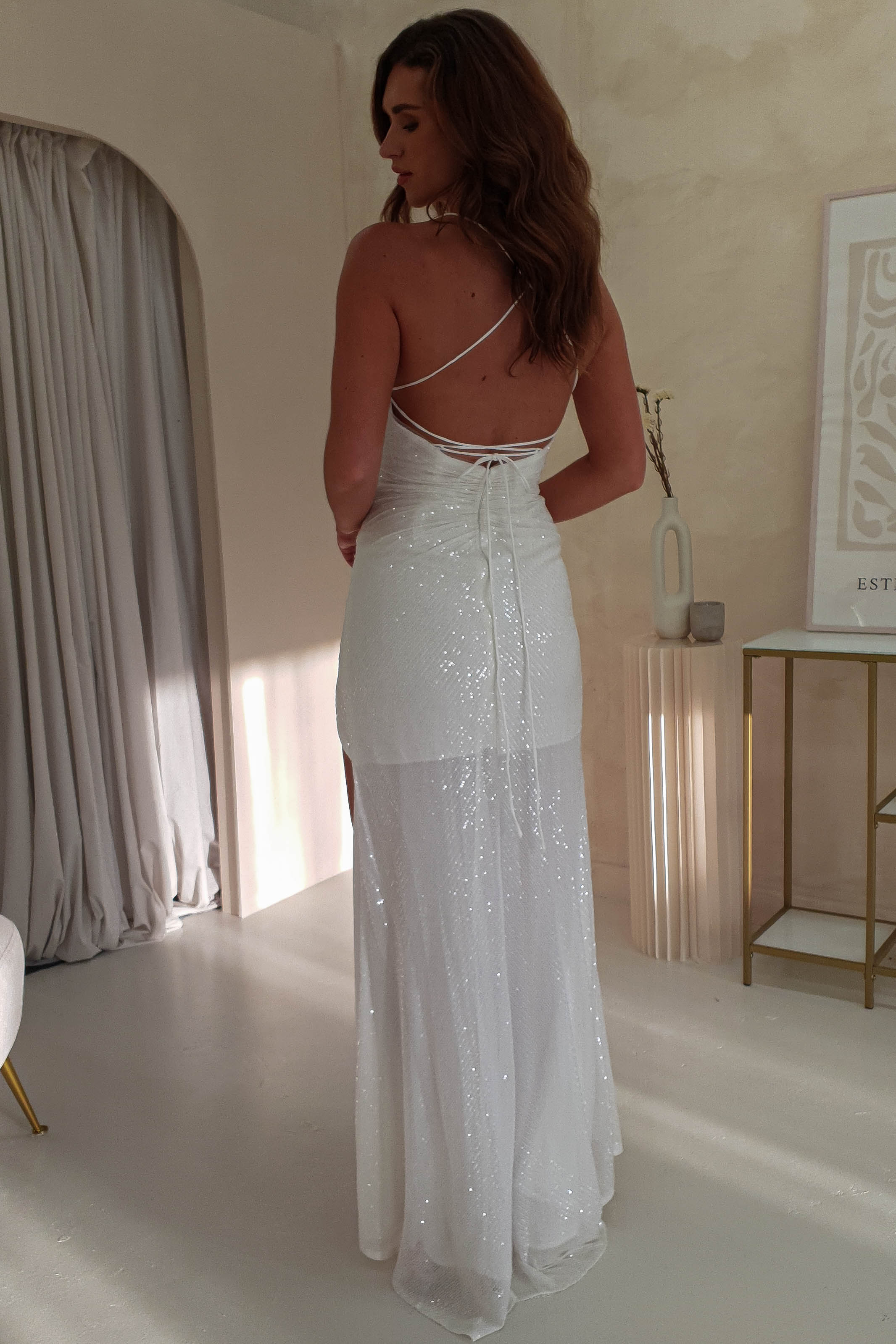 Kalila Bodycon Sequin Gown | White