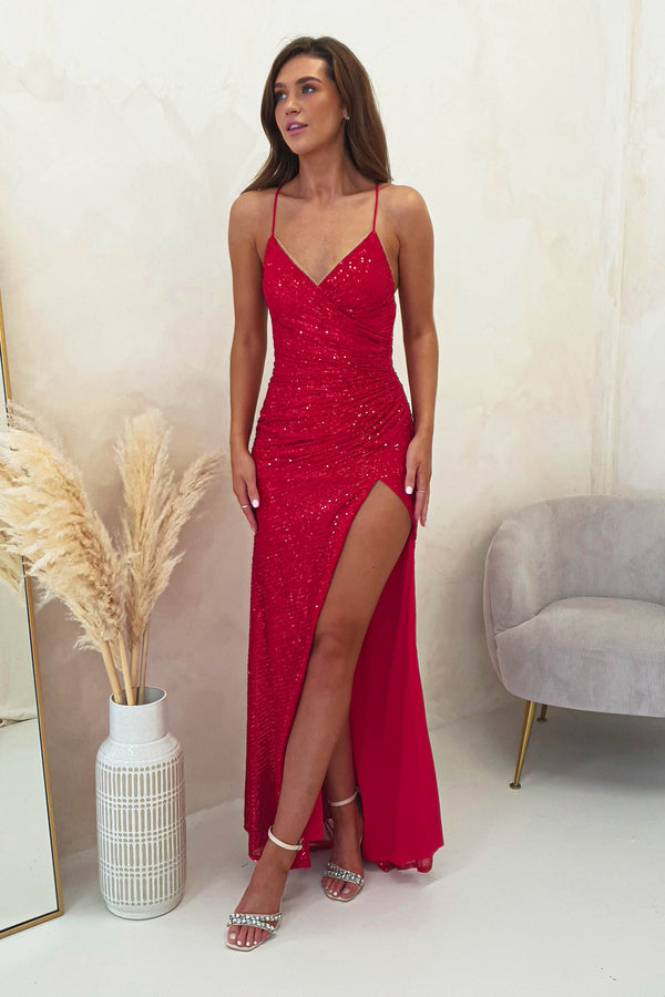 Kalila Sequin Gown | Red