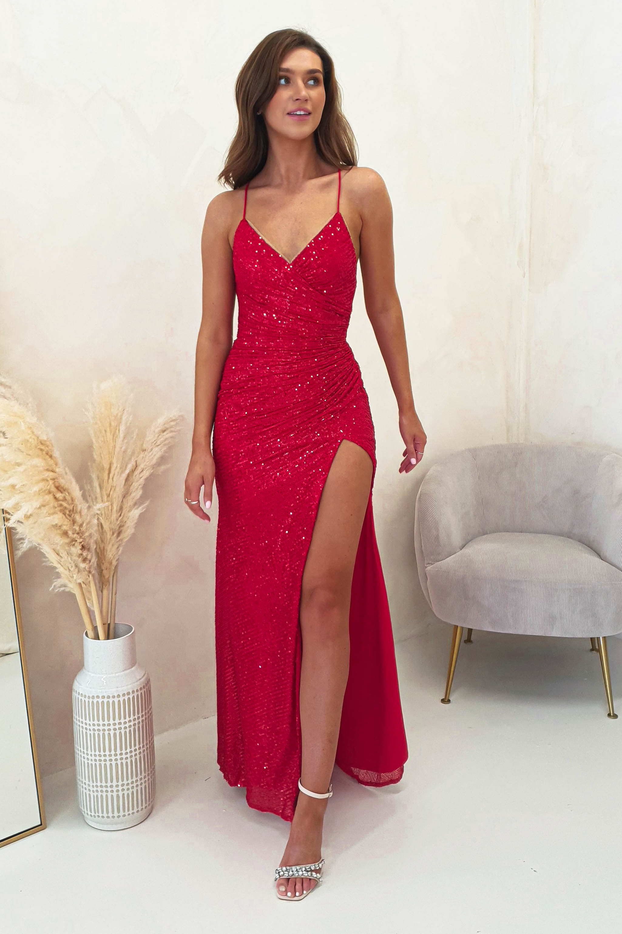 Kalila Gown Gold Red Sequin