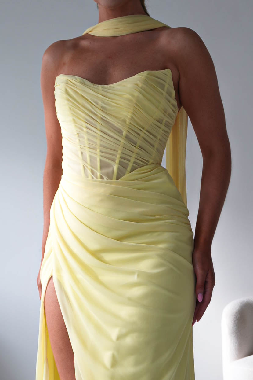 Oh Hello Clothing Dresses > Prom Dresses Karianne Draped Ruched Bodice Gown | Yellow