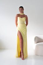 Oh Hello Clothing Dresses > Prom Dresses Karianne Draped Ruched Bodice Gown | Yellow