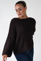 Oh Hello Clothing Women > Clothing > Knitwear ONE SIZE (6/12) Karlie Cosy Knit Jumper Leopard Bow | Brown