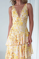 Karlie Floral Print Maxi Dress Yellow | Wedding Guest Dress | Maxi | Oh Hello Clothing