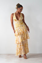 Karlie Floral Print Maxi Dress Yellow | Wedding Guest Dress | Maxi | Oh Hello Clothing