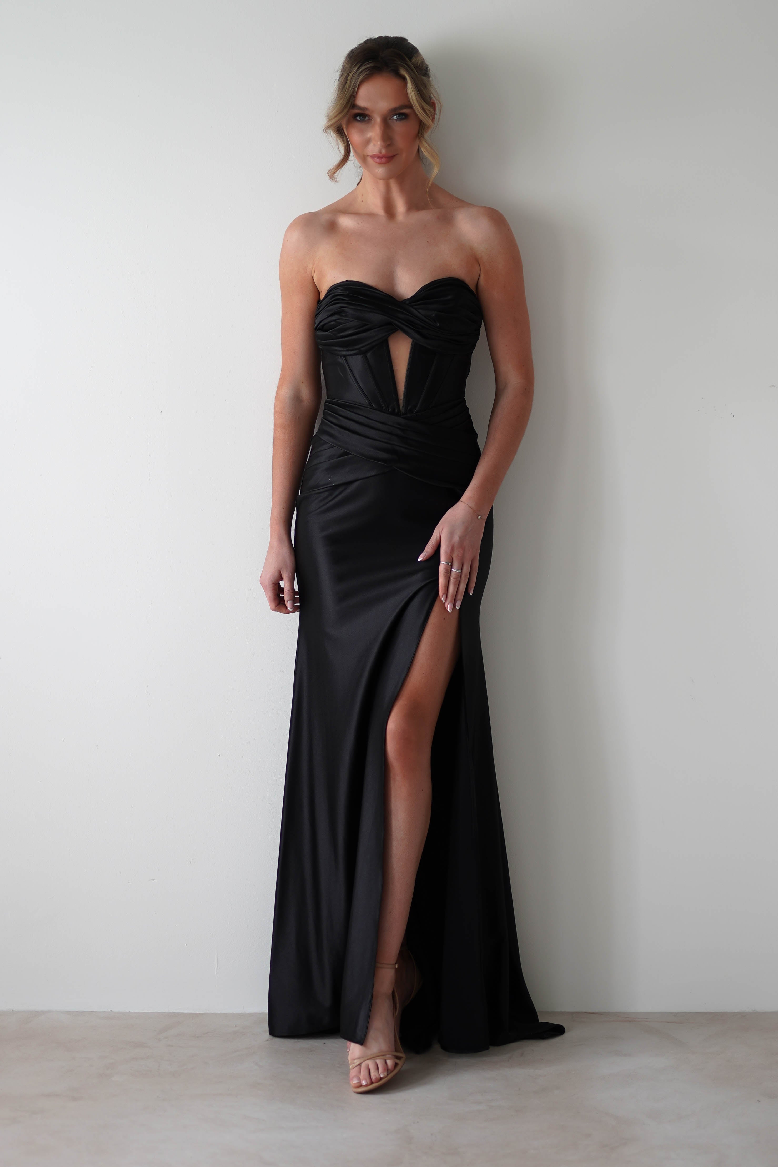 Karra Boducon Strapless Gown | Black