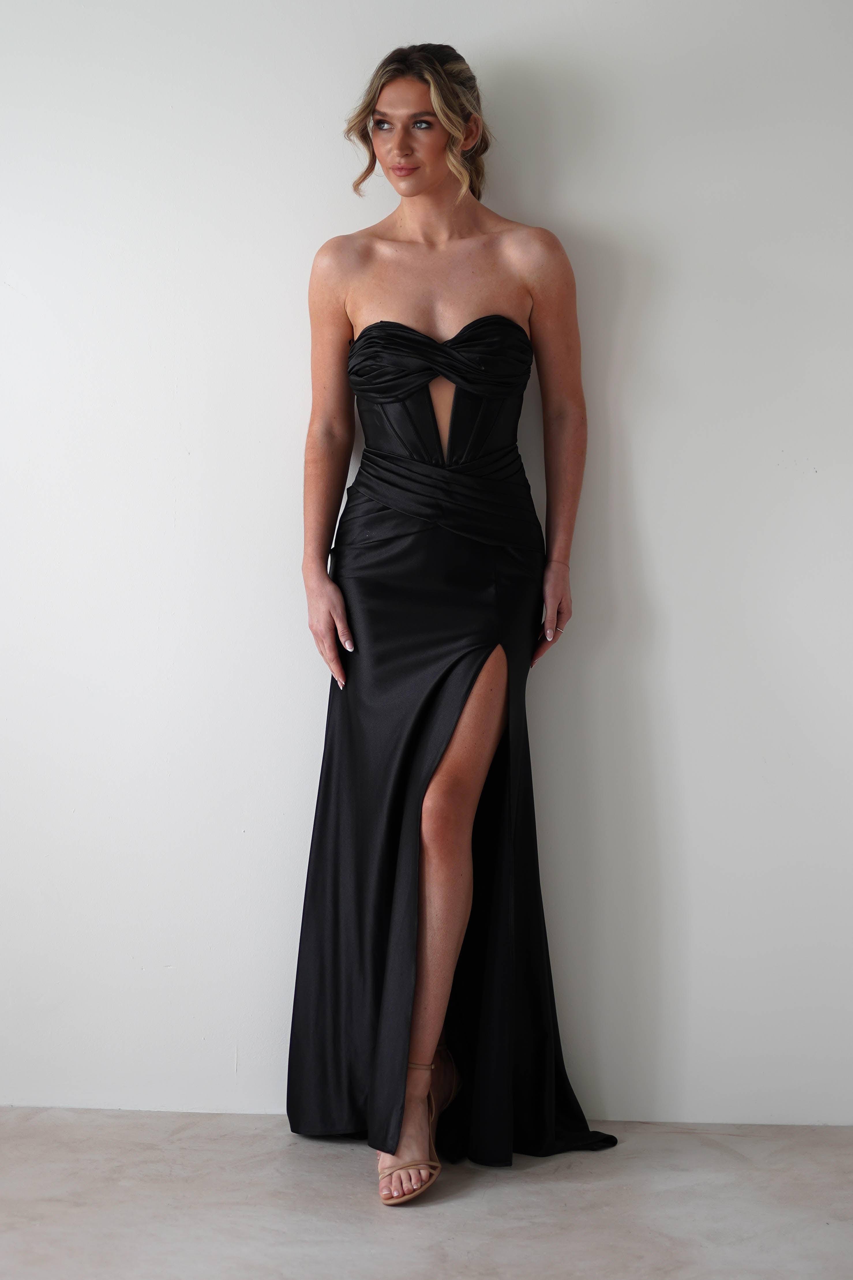 Karra Boducon Strapless Gown | Black