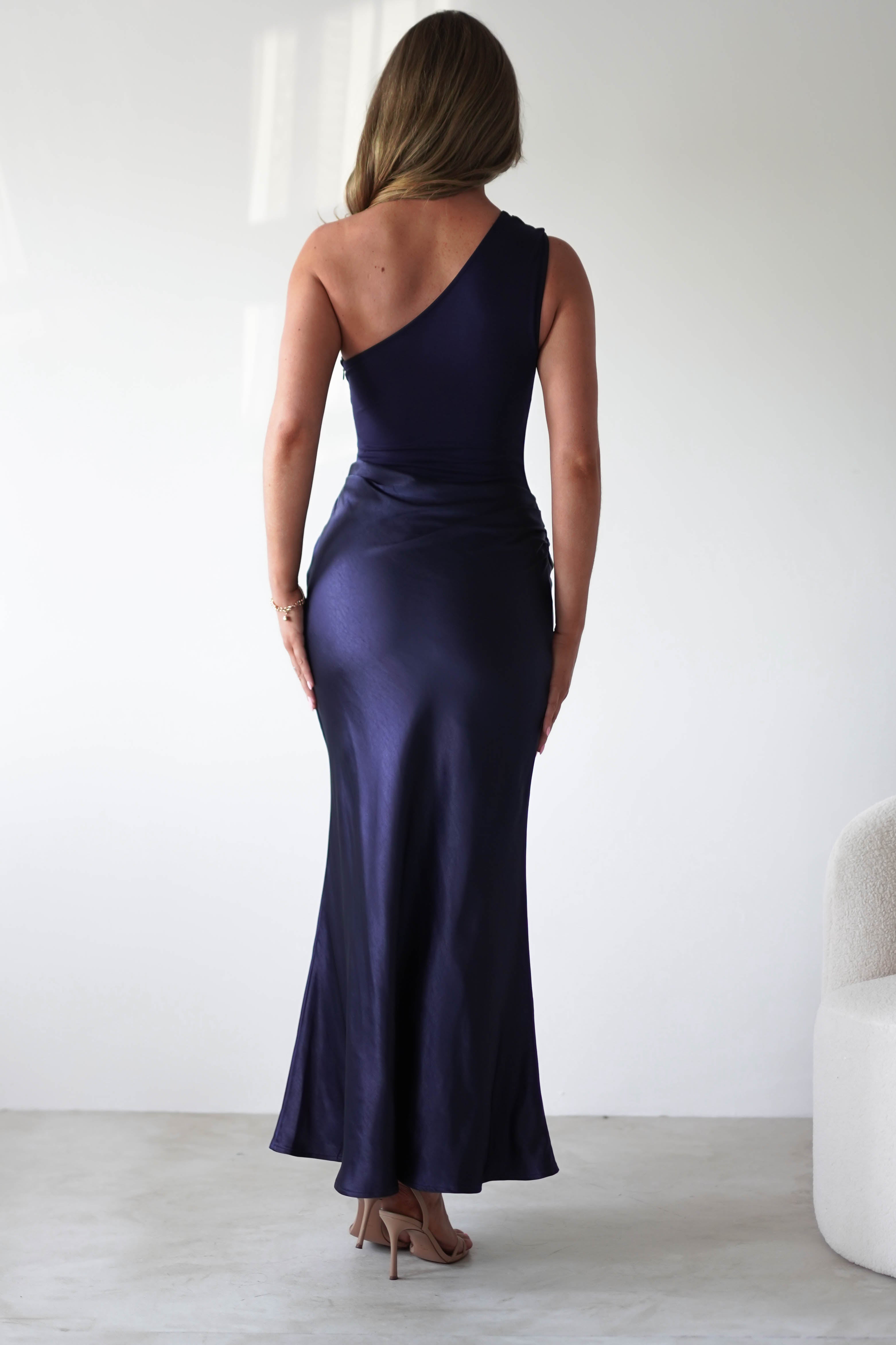 Kashia Draped Satin Maxi Dress | Navy | Oh Hello Clothing | XS (6)