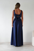 Katalia Cowl Nack Satin Gown | Royal Blue | Debs & Prom | Formal Gown | Oh Hello Clothing