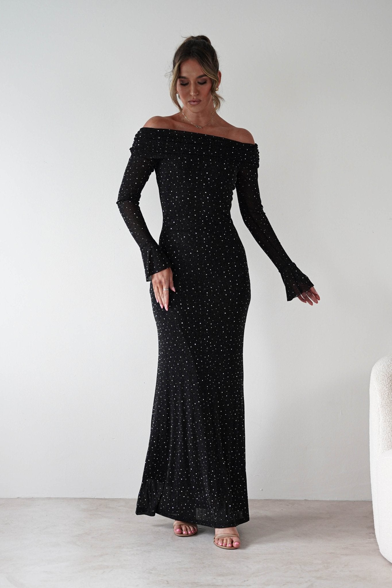 Katalina Sparkling Rhinestone Maxi Dress | Black | Oh Hello Clothing | S (8)