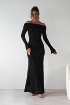 Katalina Sparkling Rhinestone Maxi Dress Black | Wedding Guest Dress | One Shoulder | Maxi | Oh Hello Clothing
