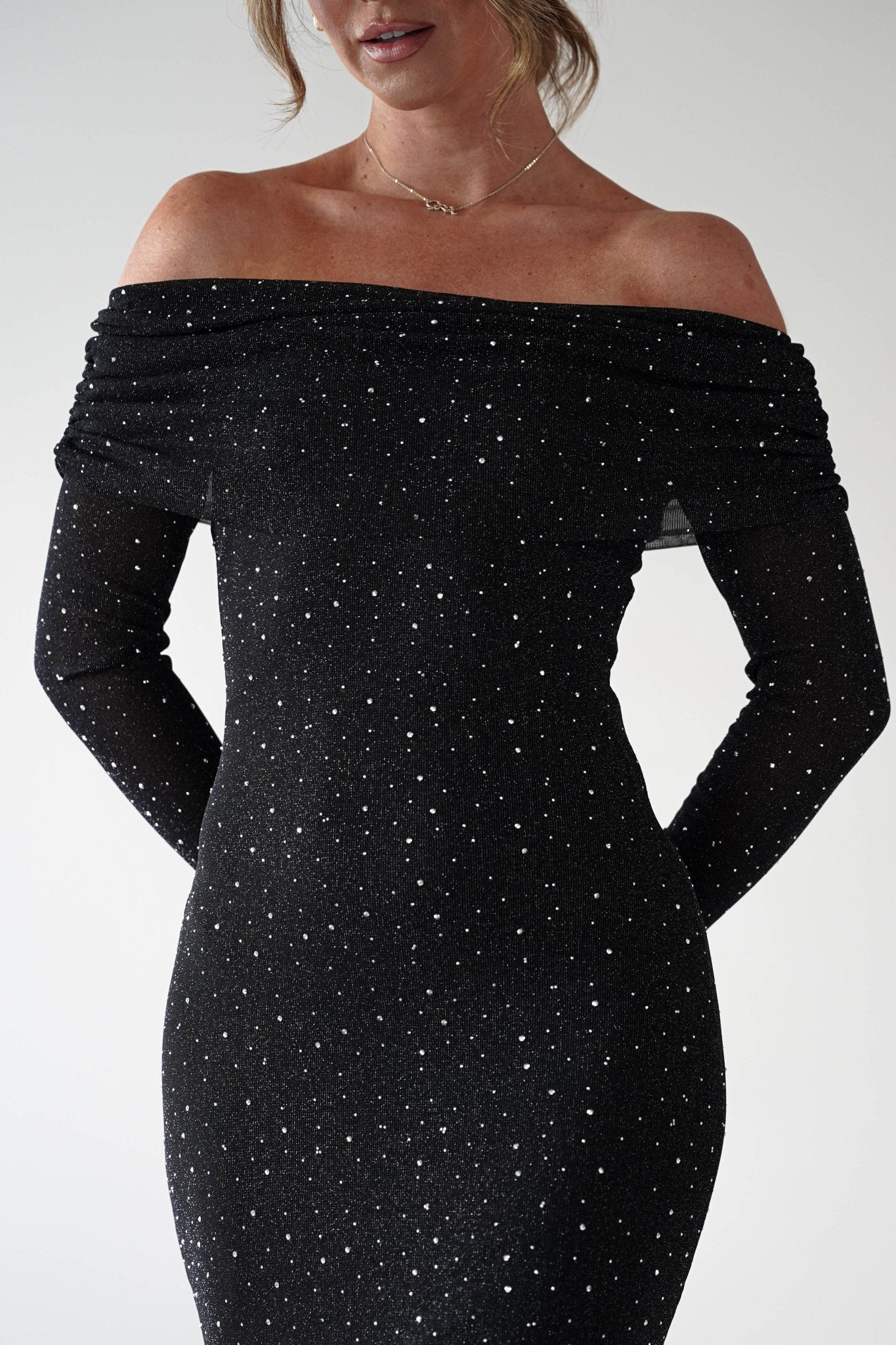 Katalina Sparkling Rhinestone Maxi Dress | Black | Oh Hello Clothing | S (8)