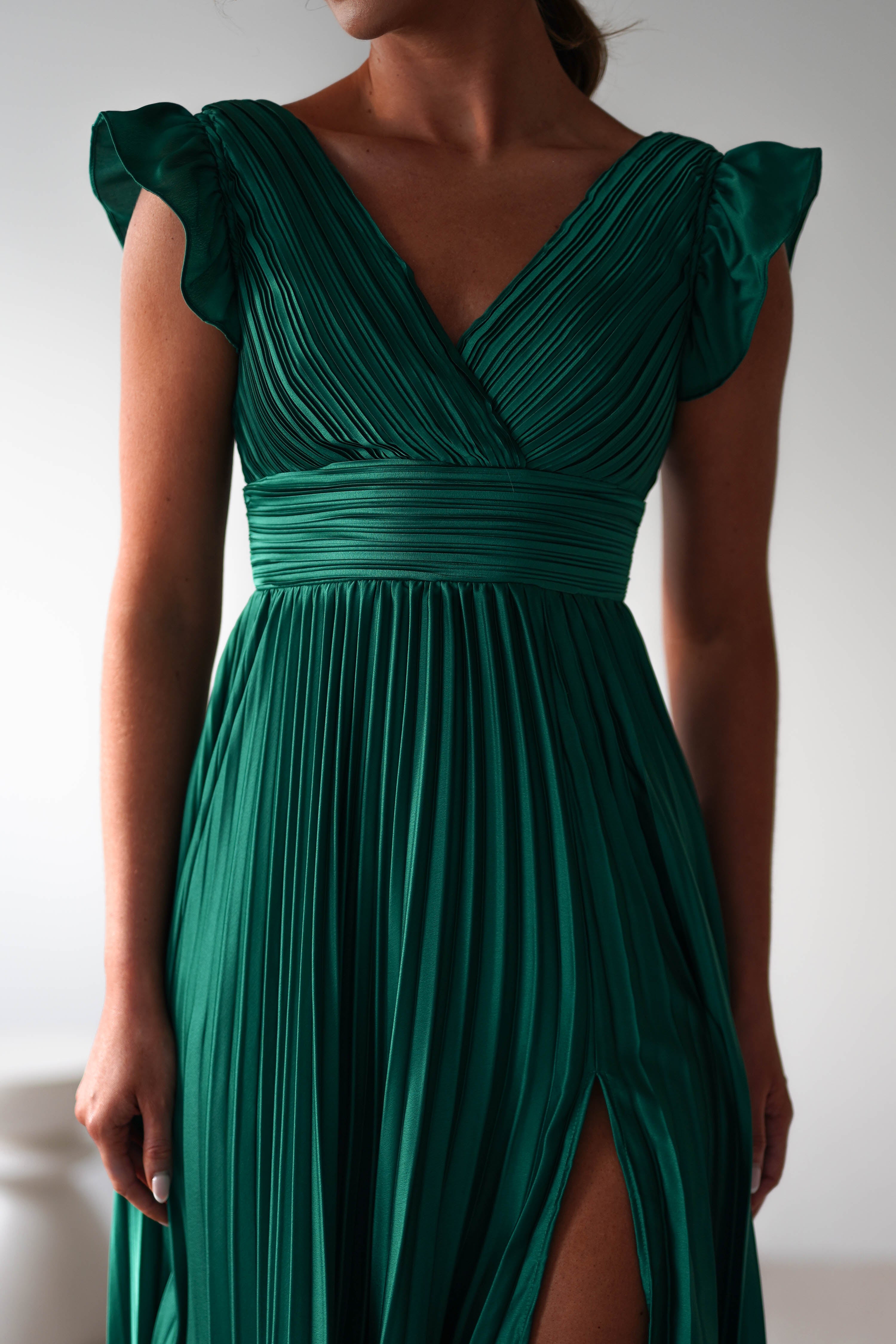 Katarina Pleated Maxi Dress | Green