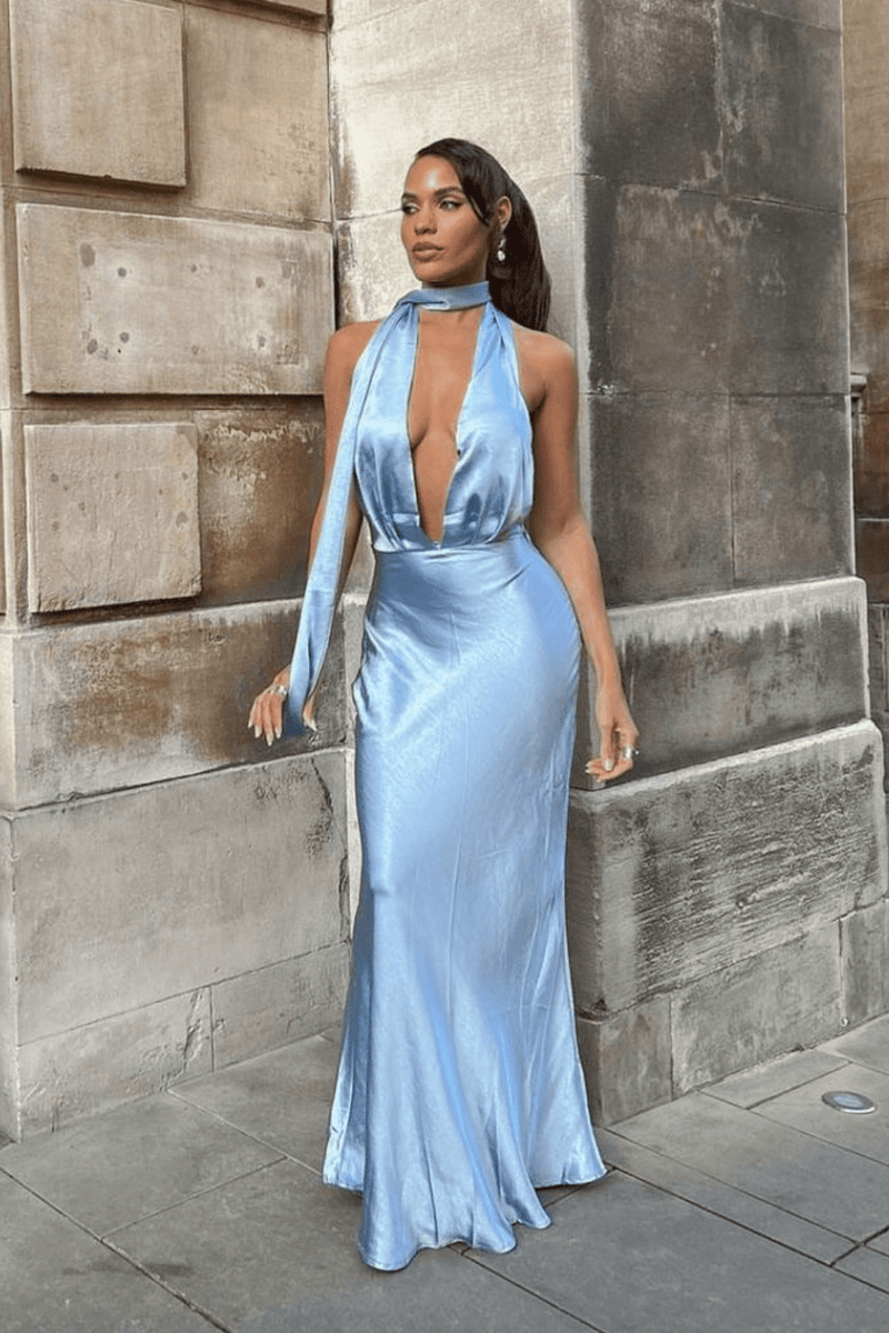 Dayla Satin Dress Dark Blue
