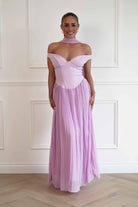 Oh Hello Clothing Women > Clothing > Dresses Kelsea Off The Shoulder Pleated Maxi Dress | Lilac