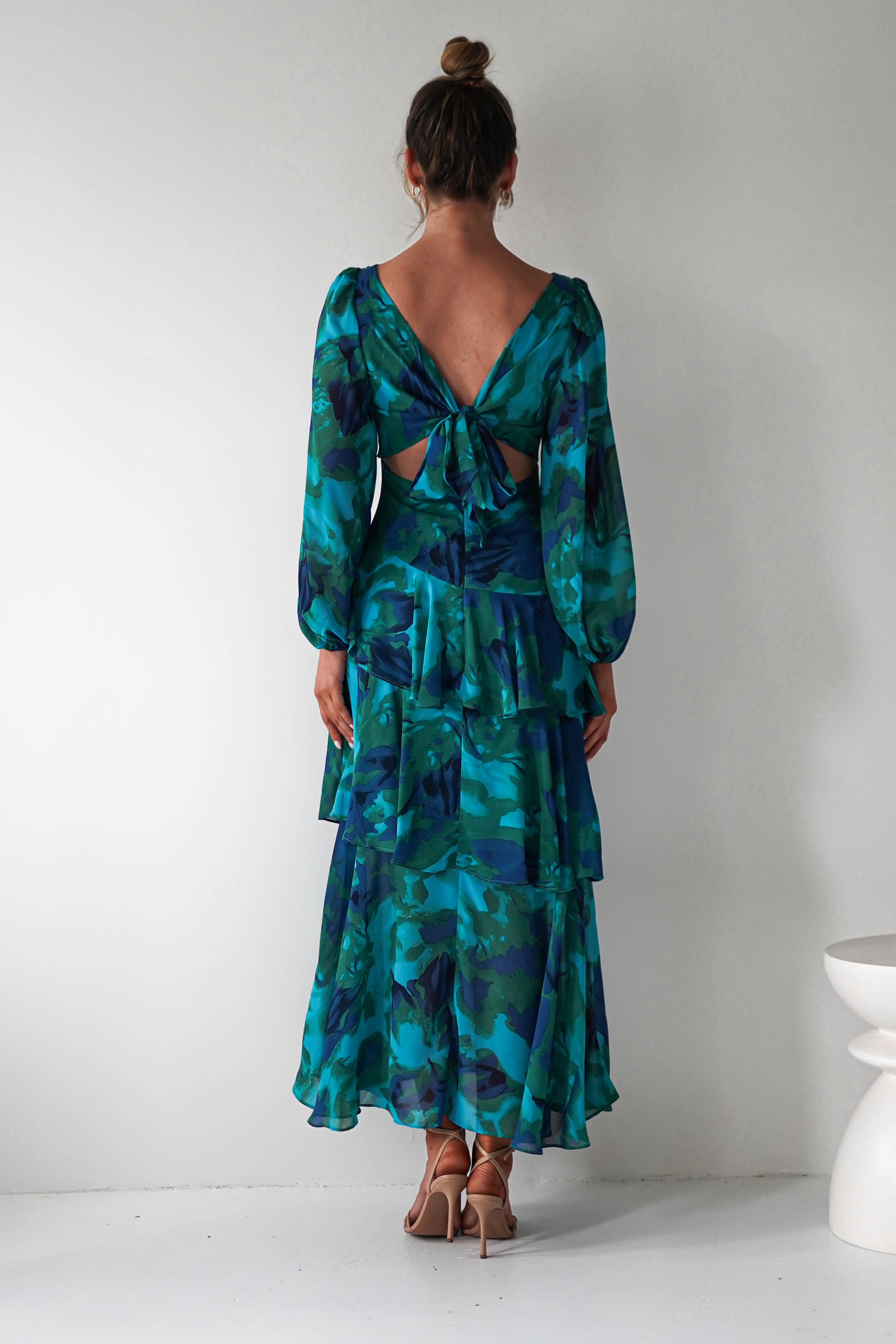 Kiyah Long Sleeve Maxi Dress | Green Print