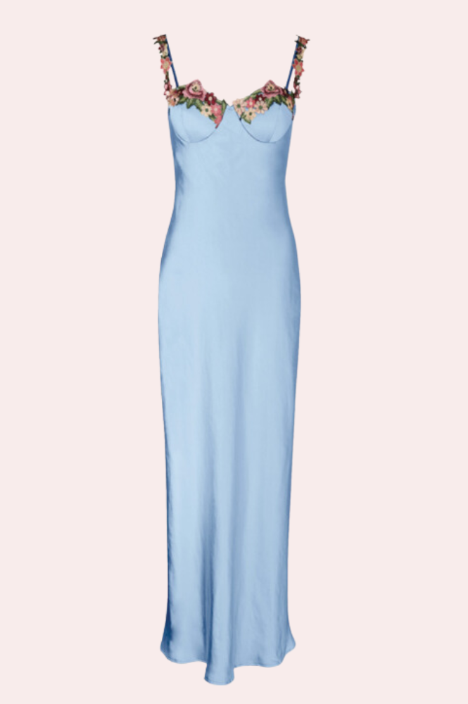 Klabelle Satin Maxi Dress | Blue