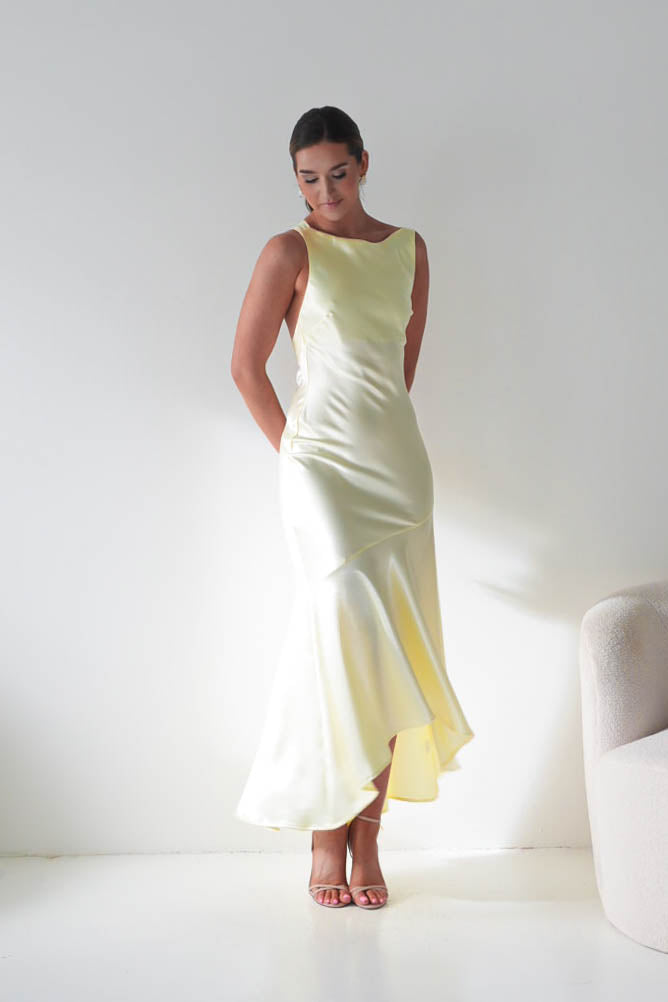 Oh Hello Clothing Women > Clothing > Dresses Klarisse Bias-Cut Satin Maxi Dress | Yellow