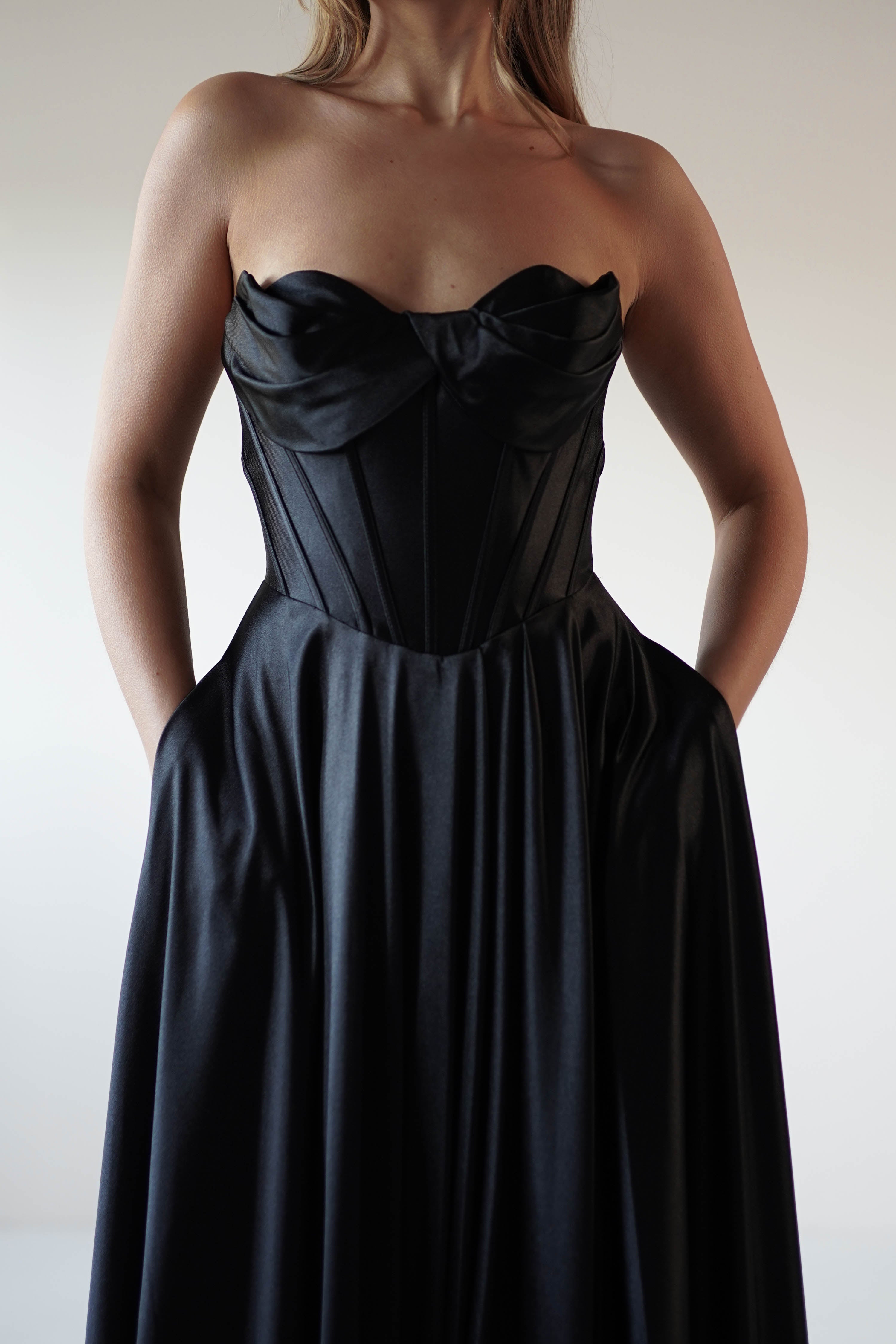 Kristi Strapless A Line Gown | Black