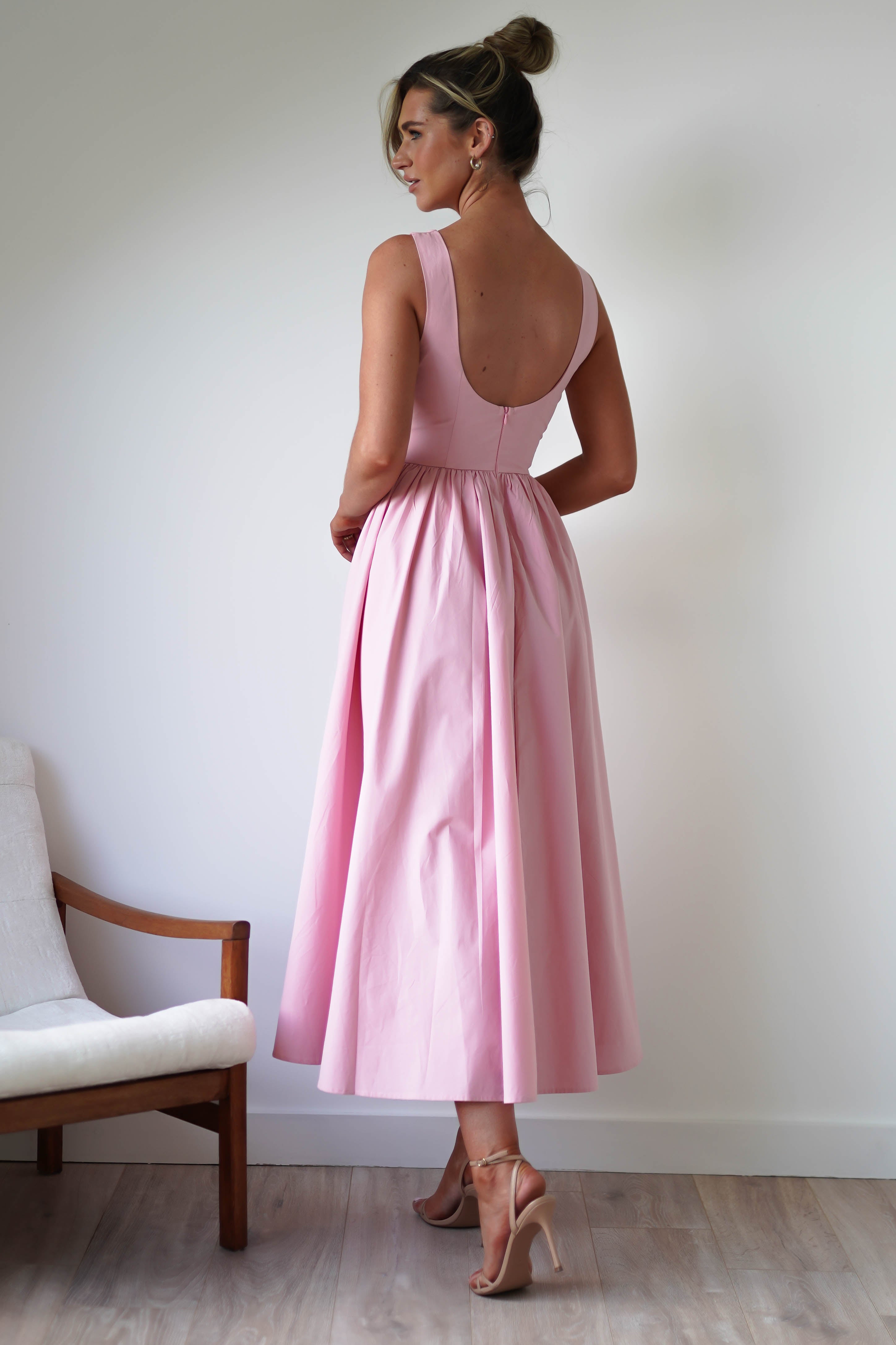 Lanelle Cotton Midaxi Dress | Pink