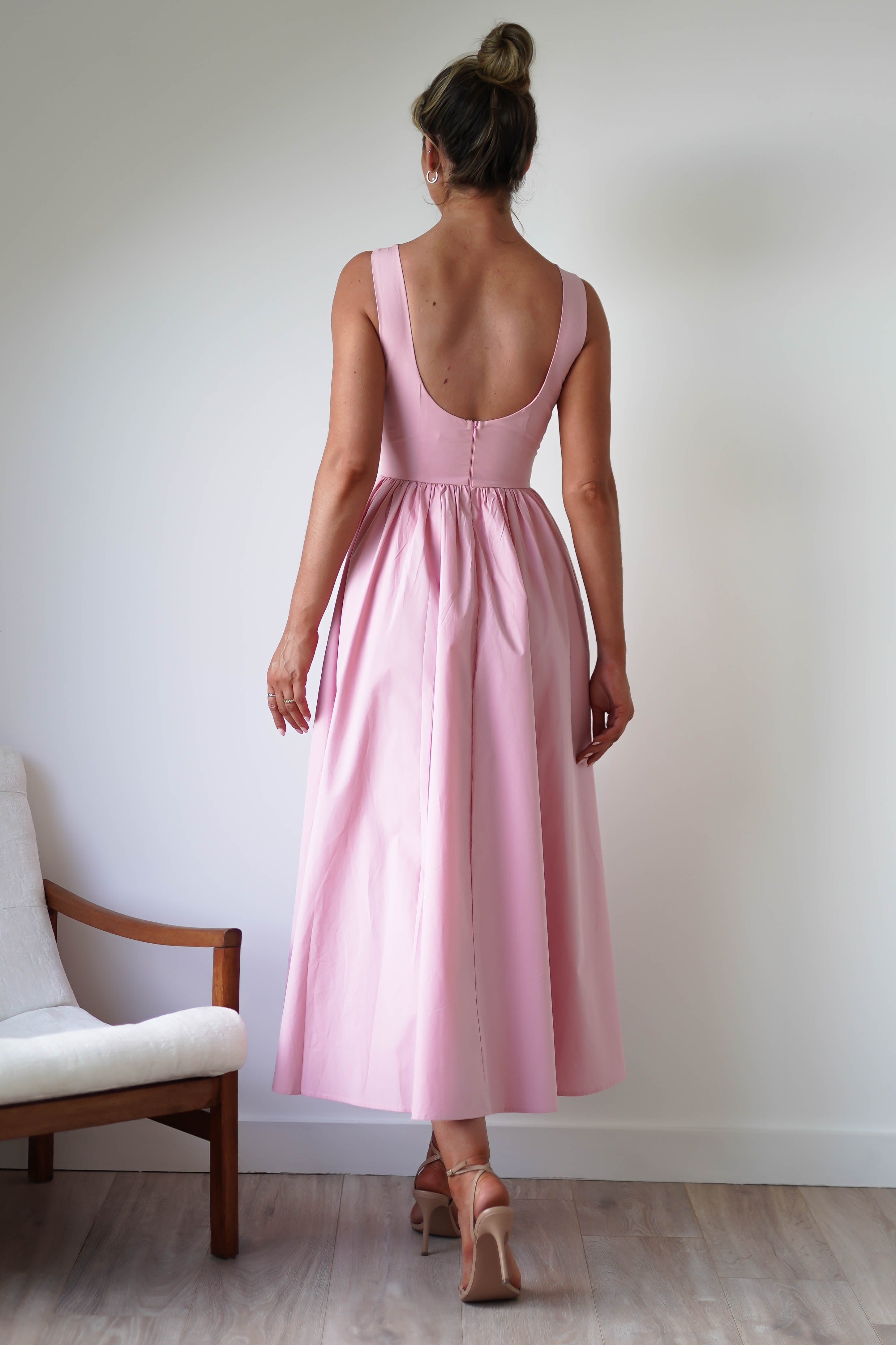 Lanelle Cotton Midaxi Dress | Pink