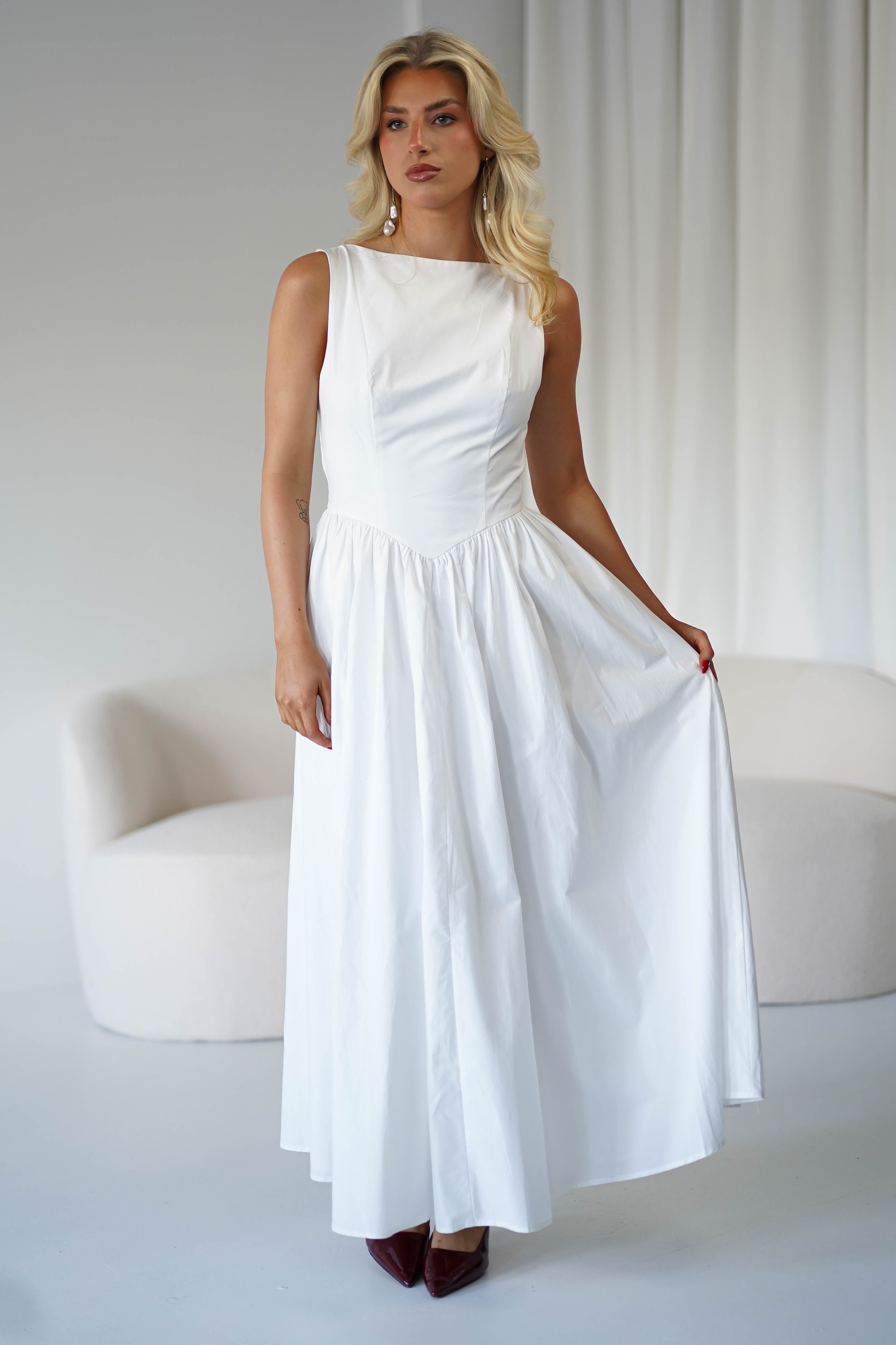 Lanelle Cotton Midaxi Dress | White