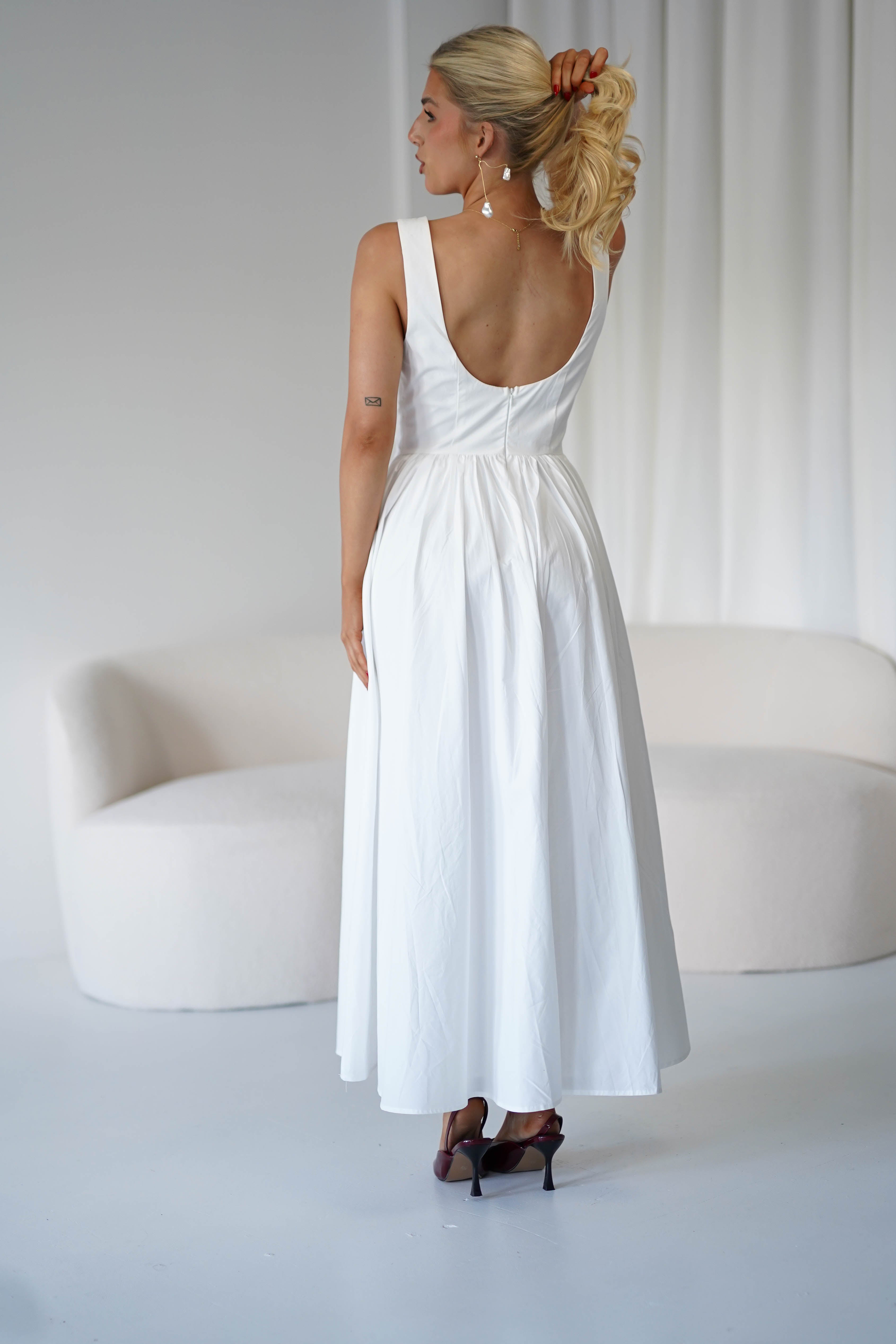 Lanelle Cotton Midaxi Dress | White