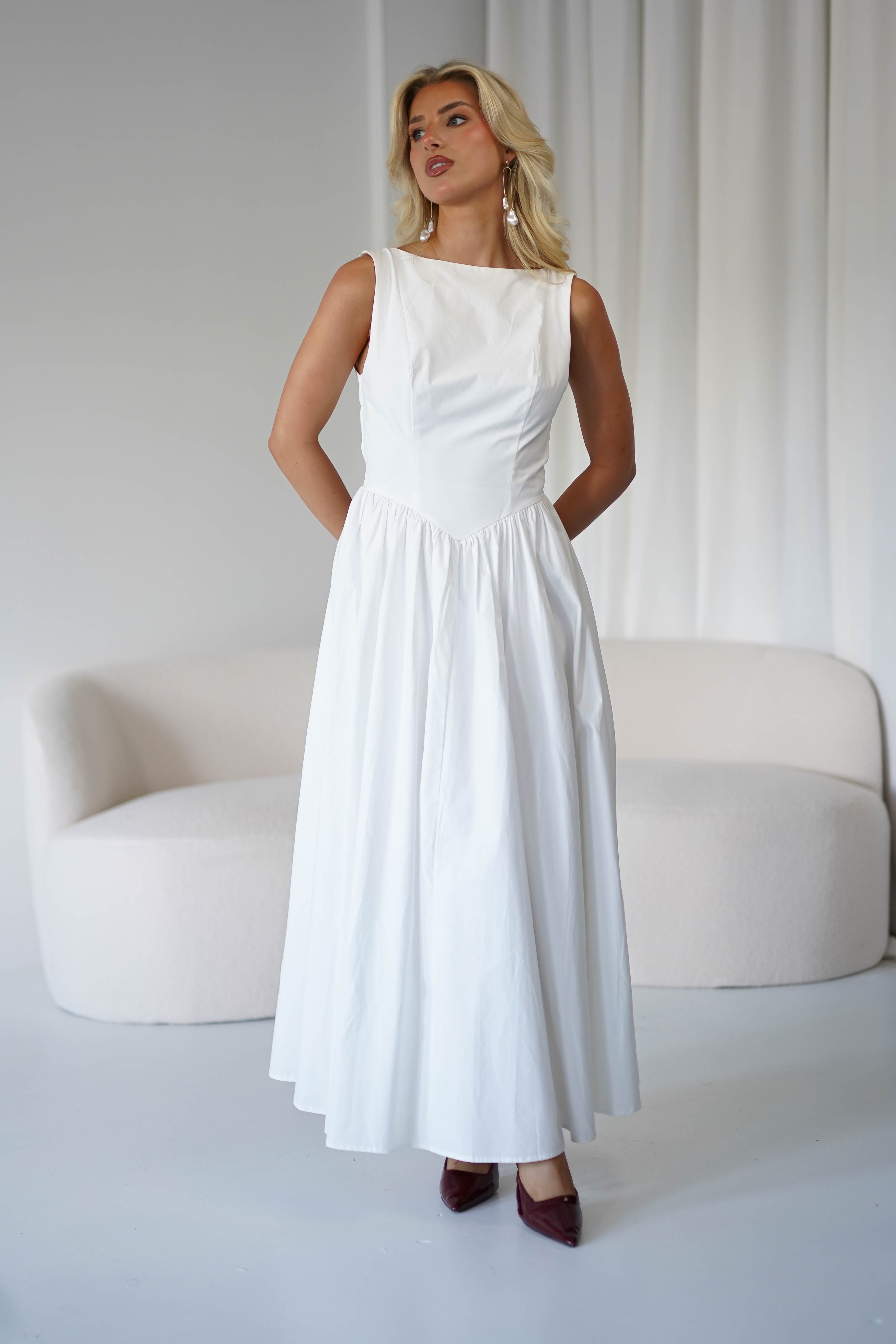 Lanelle Cotton Midaxi Dress | White