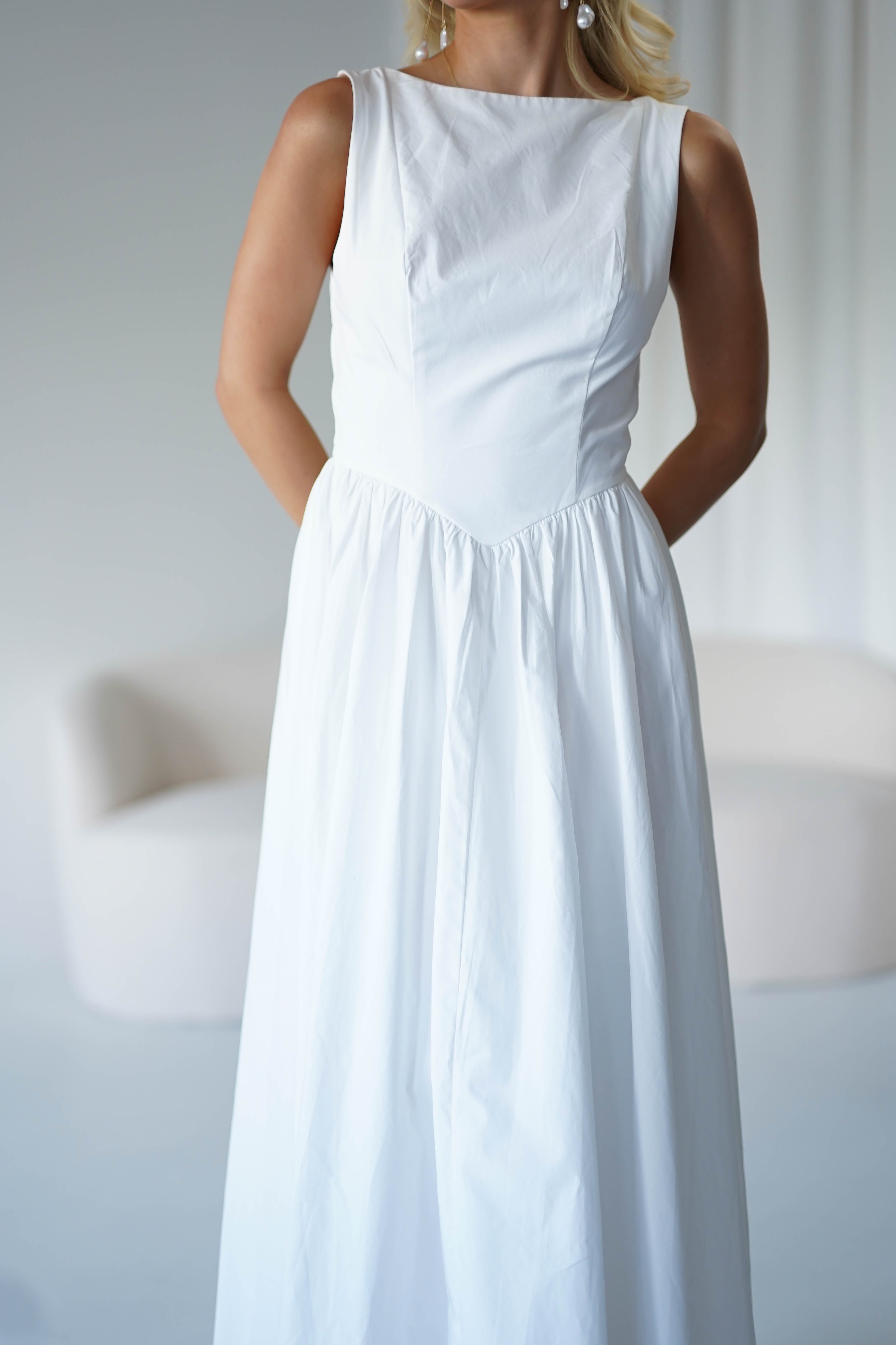 Lanelle Cotton Midaxi Dress | White