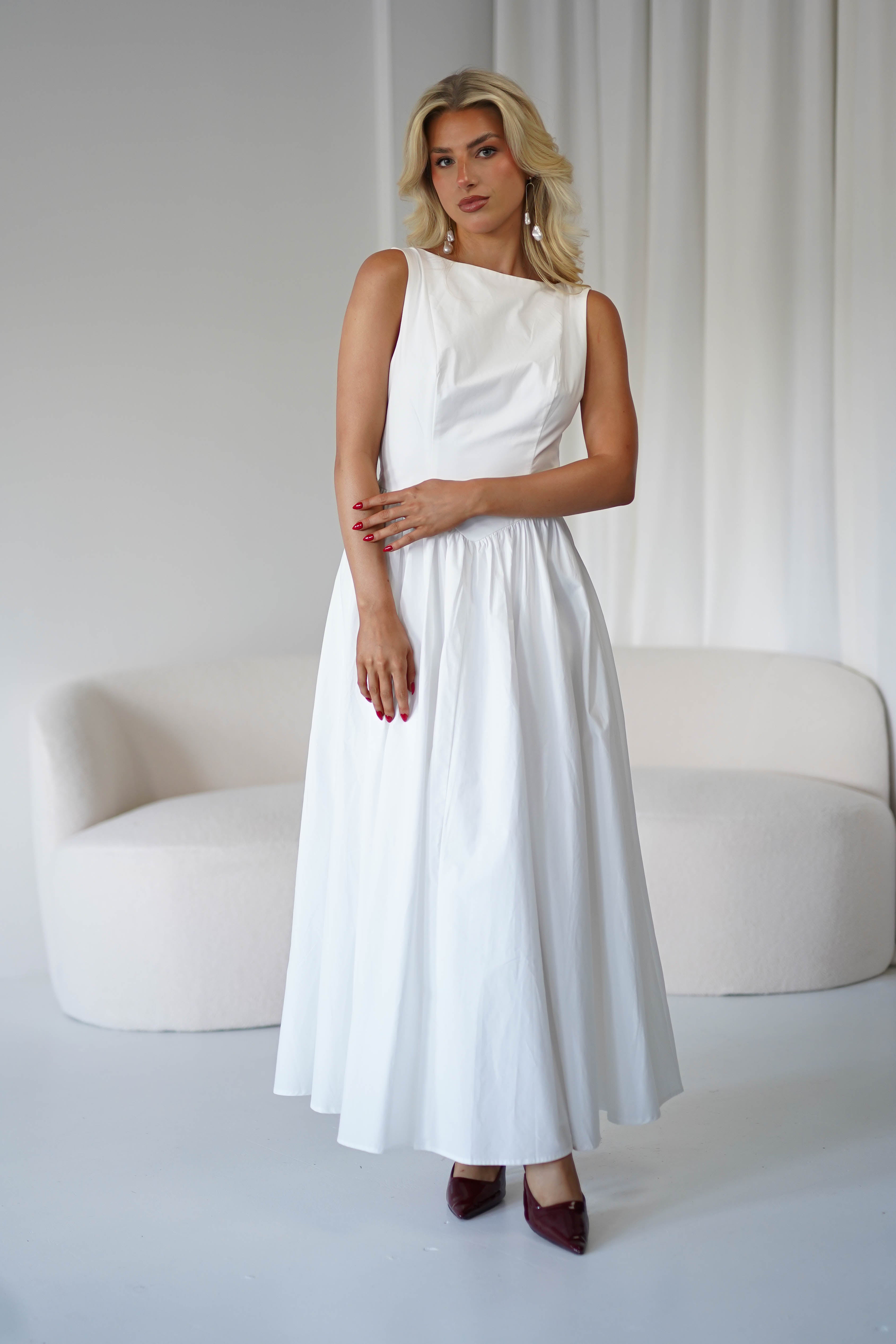 Lanelle Cotton Midaxi Dress | White