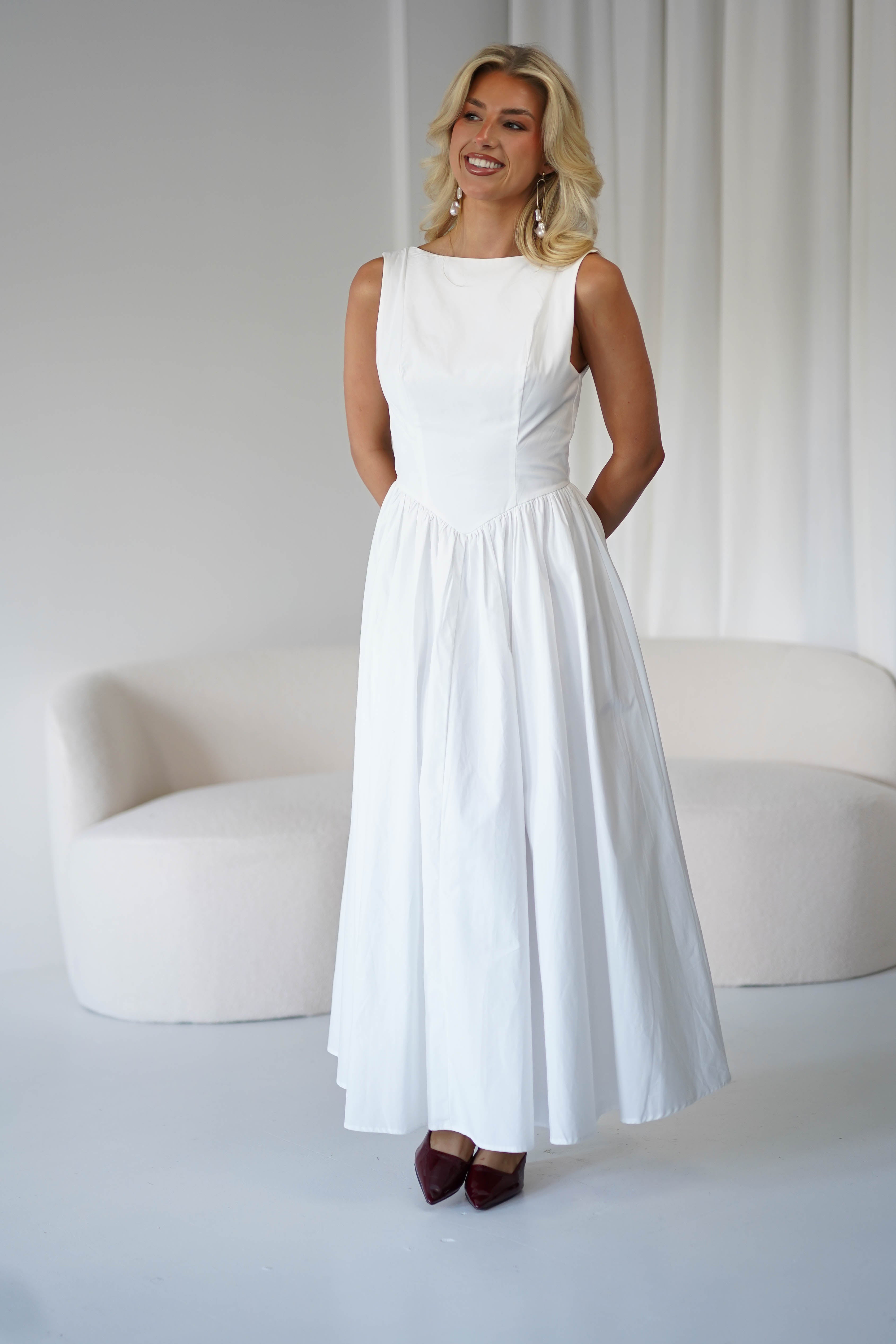 Lanelle Cotton Midaxi Dress | White