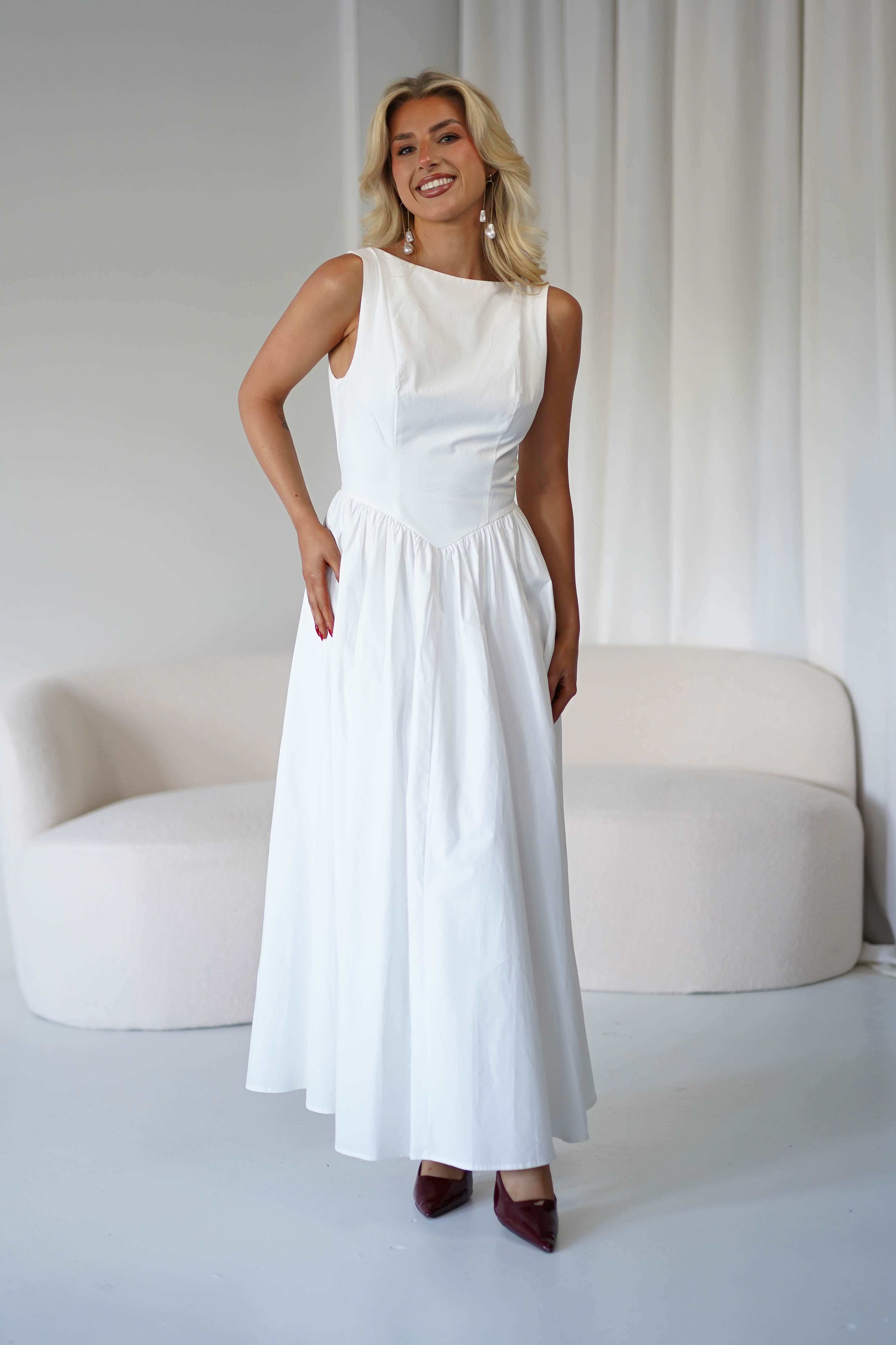 Lanelle Cotton Midaxi Dress | White