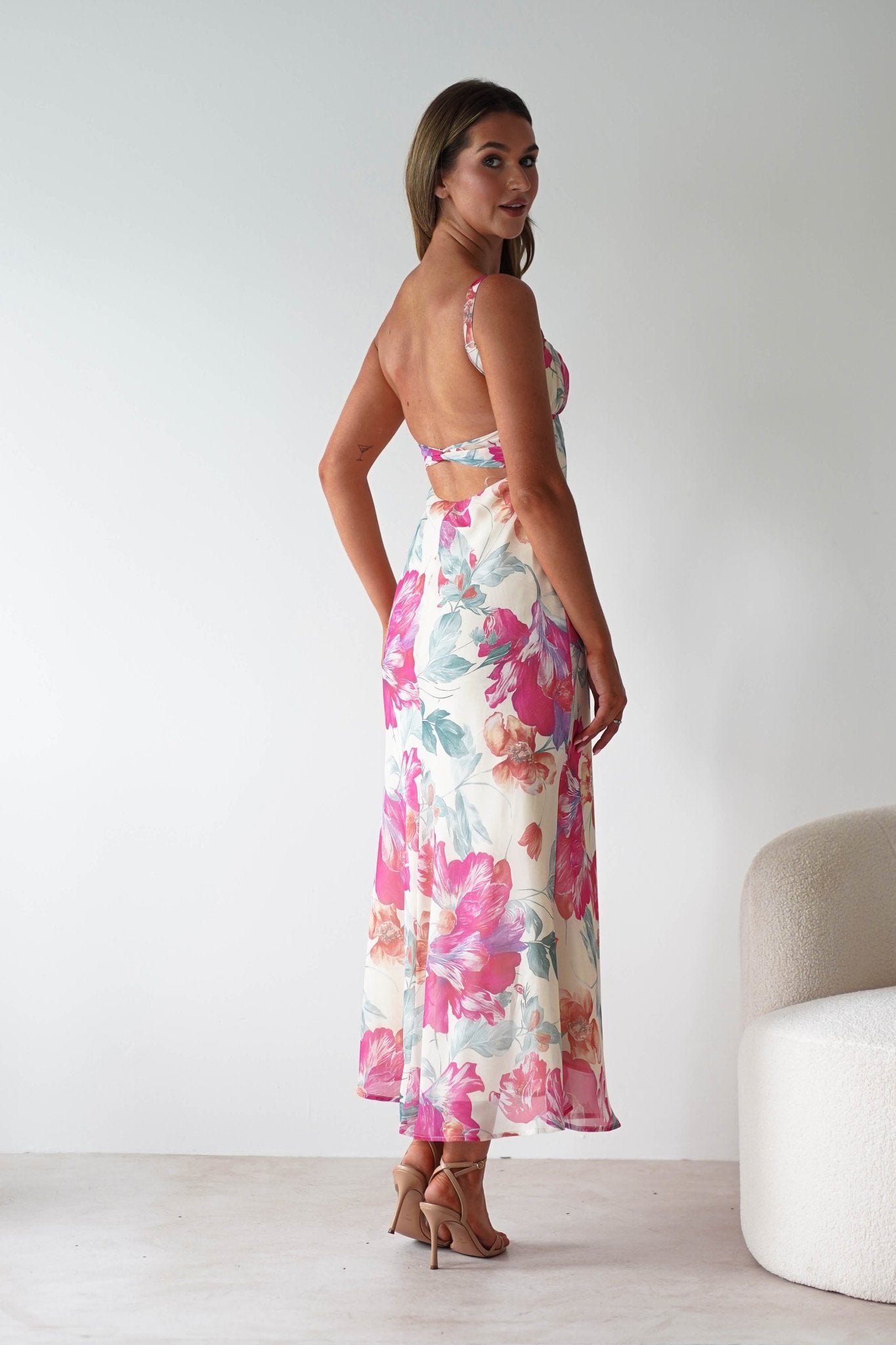 Larah Floral Maxi Dress | Yellow/Pink Print | Oh Hello Clothing | XS (6)