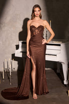 Oh Hello Clothing Dresses > Prom Dresses Lavelle Glitter Bodycon Gown | Brown