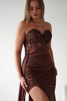 Oh Hello Clothing Dresses > Prom Dresses Lavelle Glitter Bodycon Gown | Brown