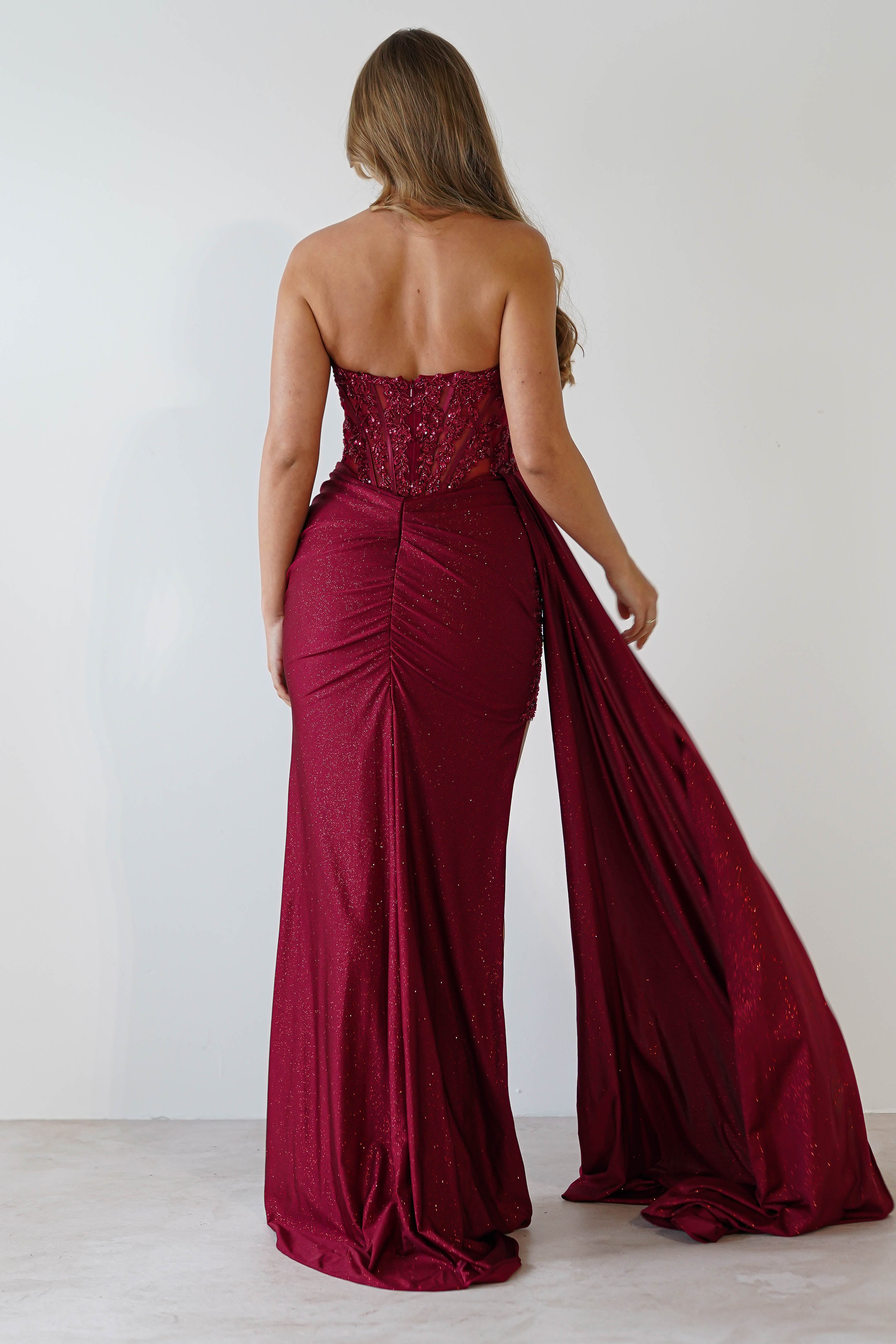 Lavelle Glitter Bodycon Gown | Burgundy