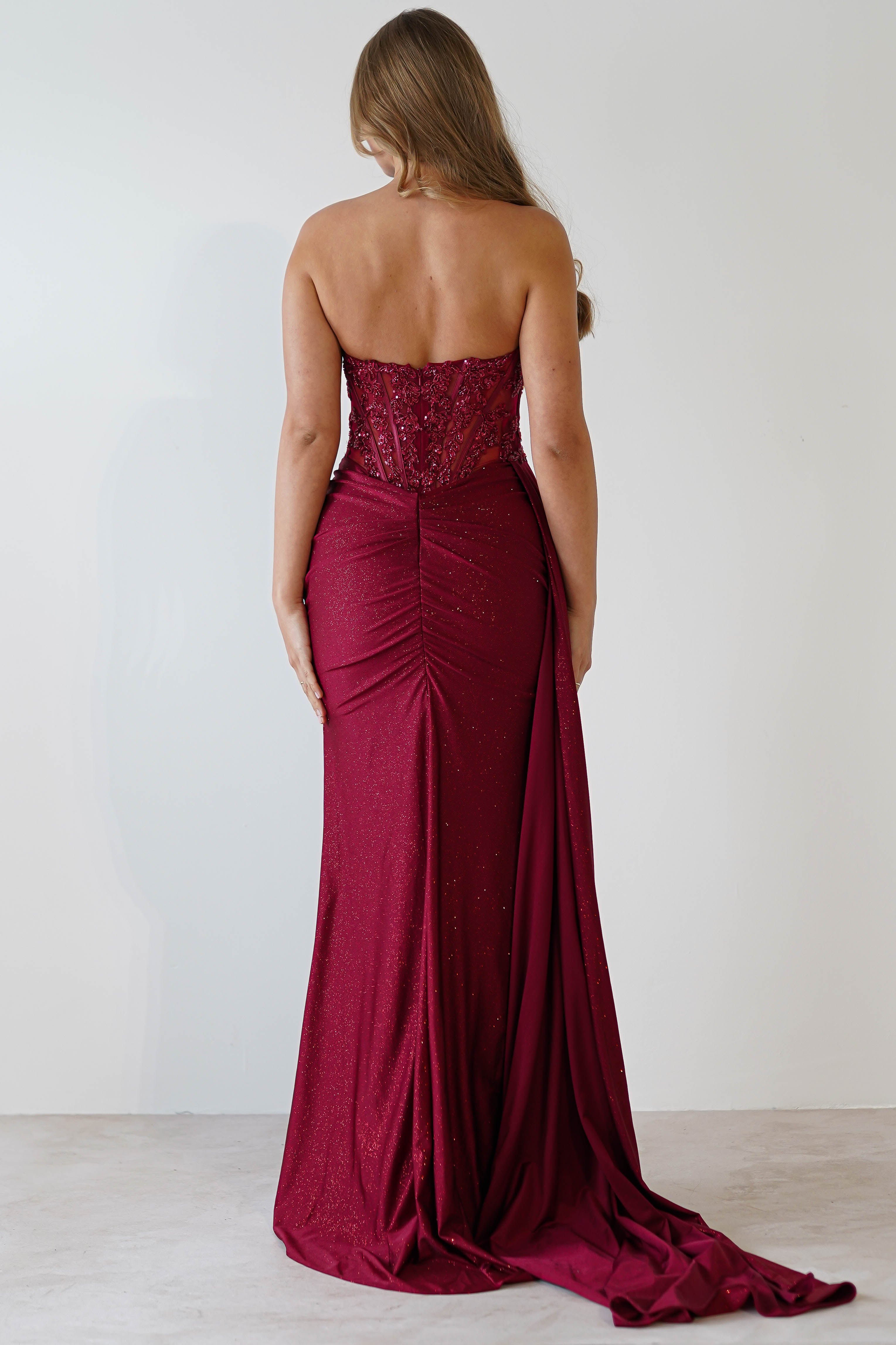 Lavelle Glitter Bodycon Gown | Burgundy