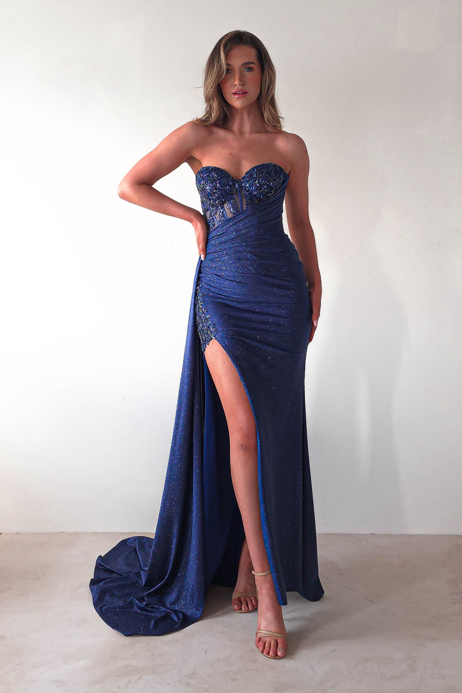 Lavelle Glitter Bodycon Gown | Navy