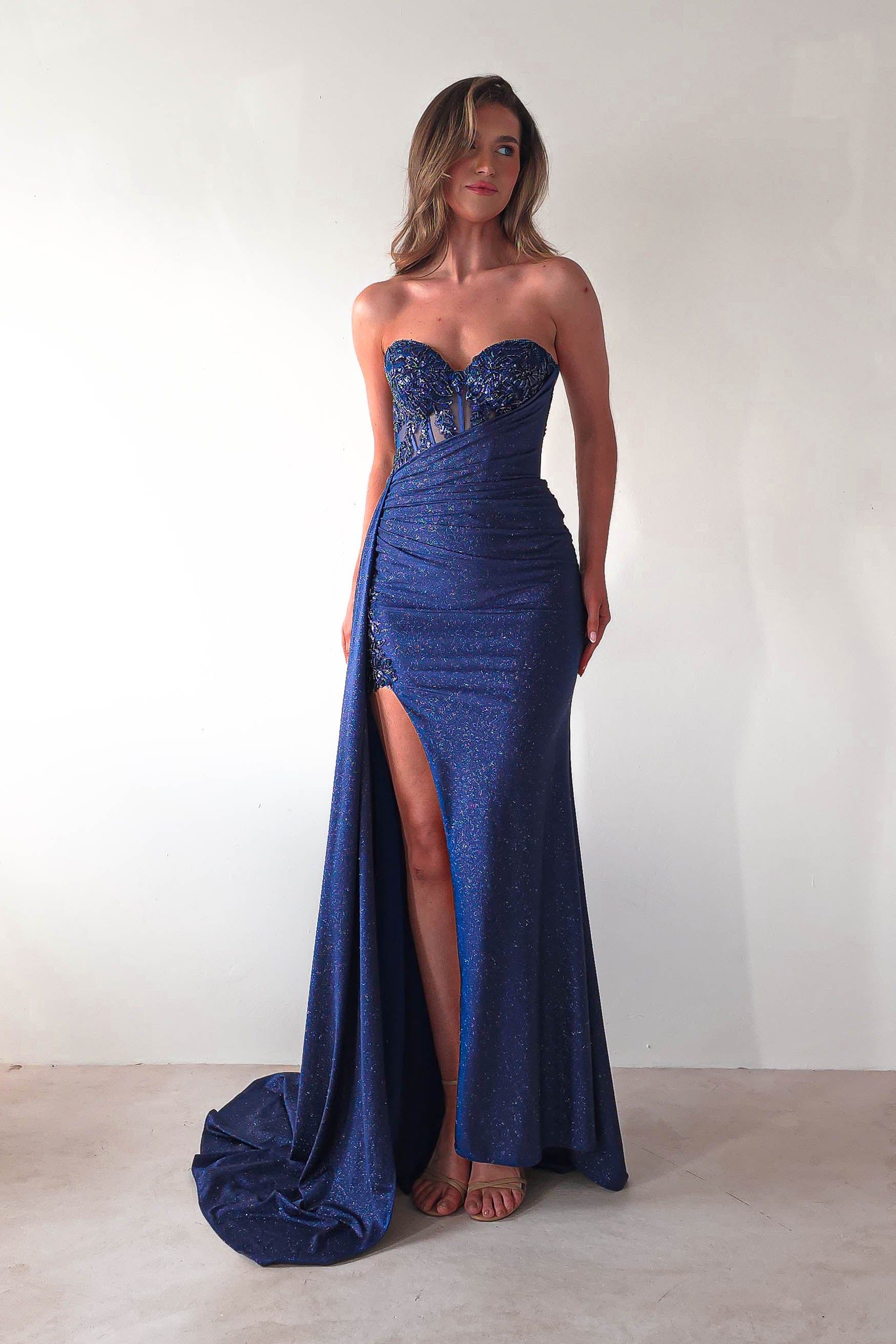 Lavelle Glitter Bodycon Gown | Navy