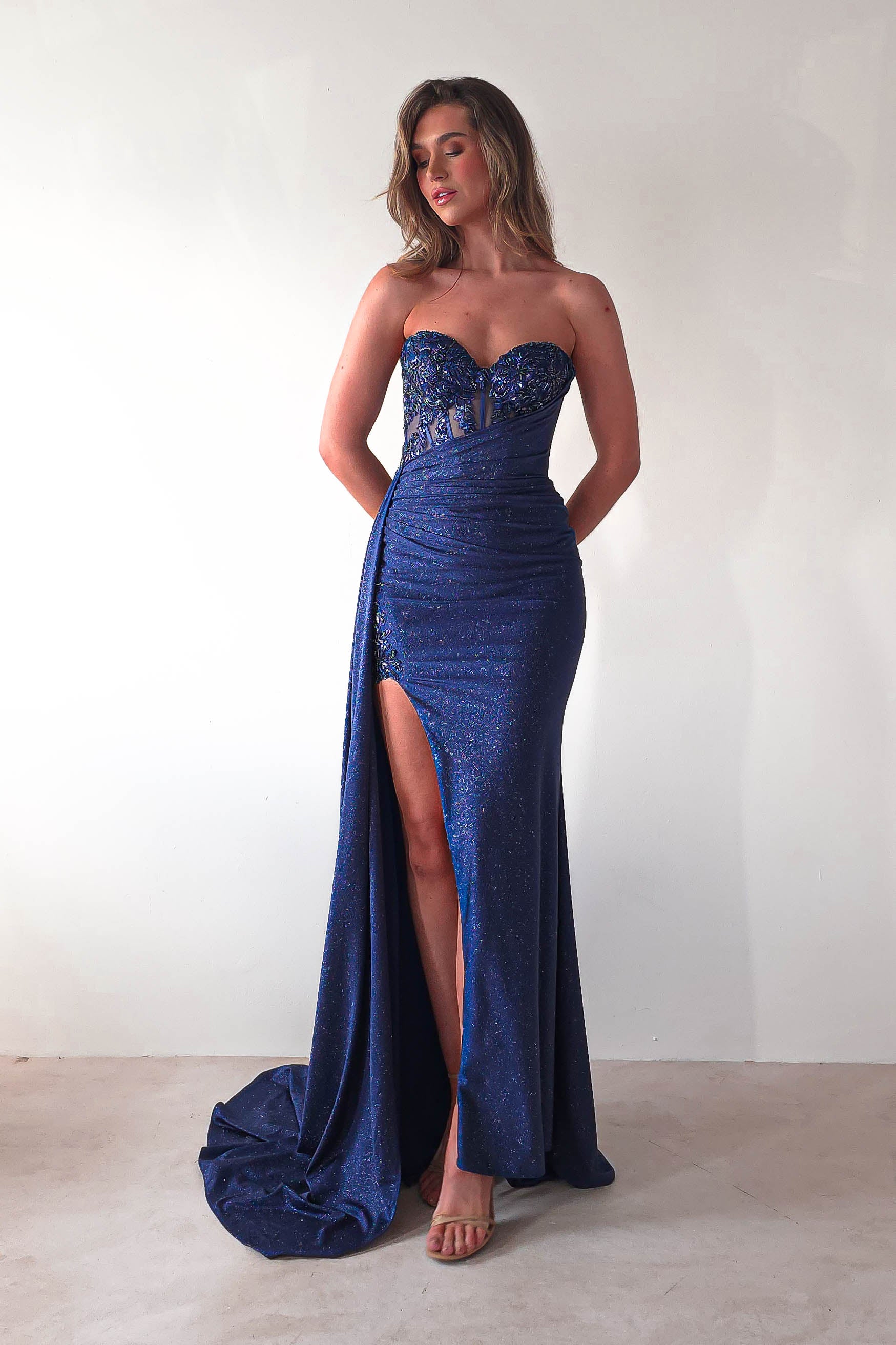 Lavelle Glitter Bodycon Gown | Navy